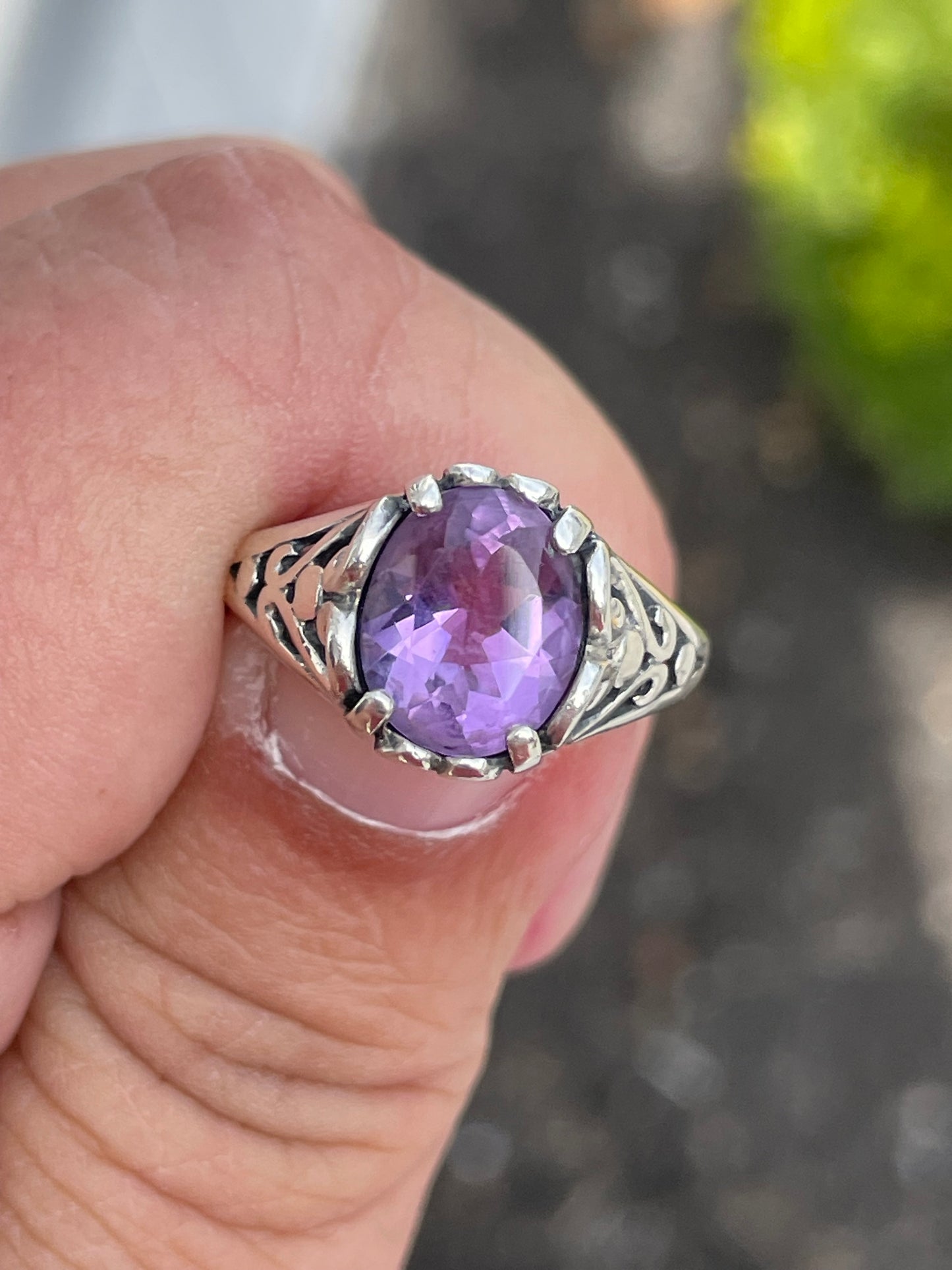 Designer Kabana 925 Sterling Silver Amethyst Ring Size 7