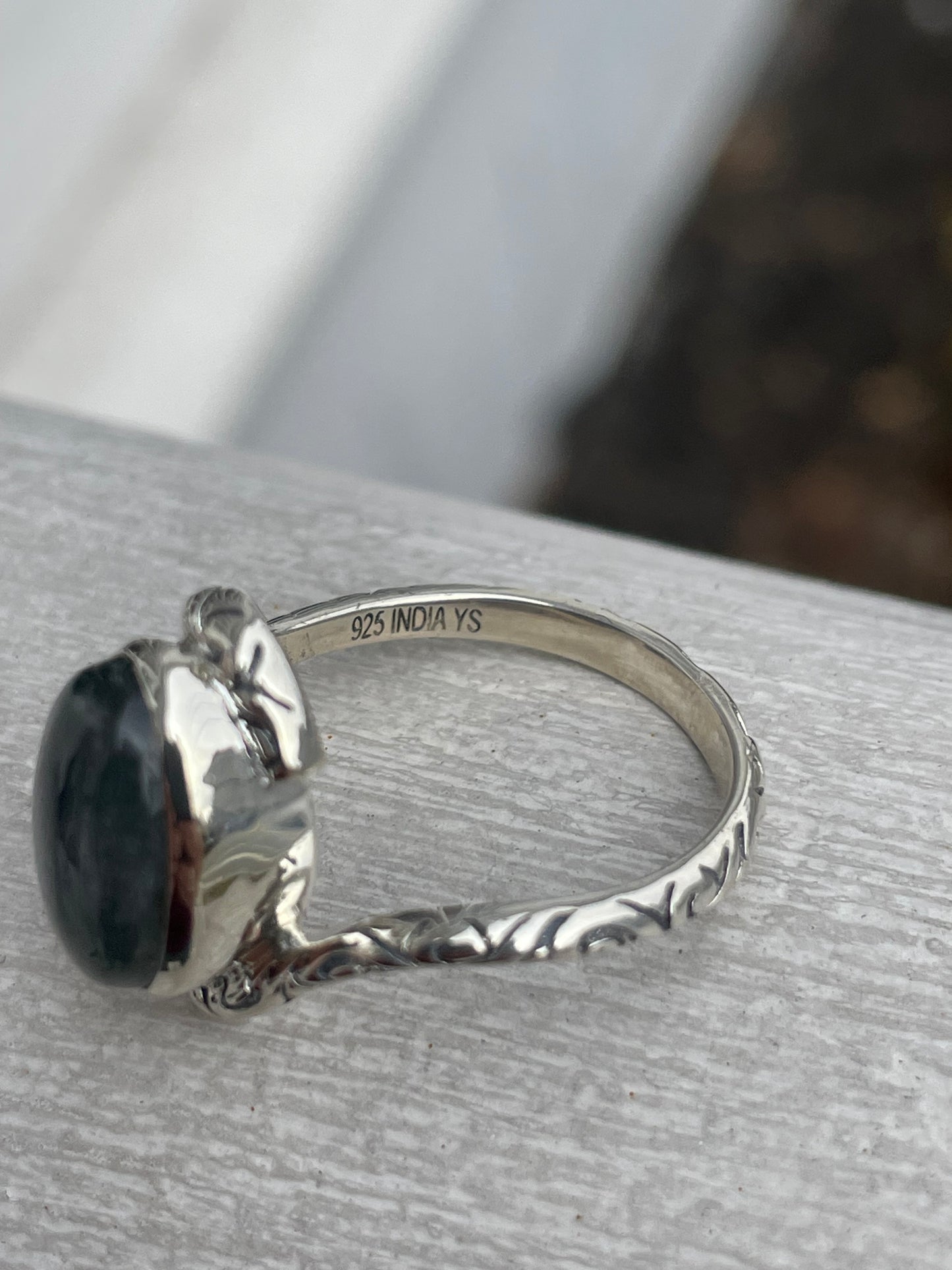 925 Sterling Silver Designer YS Labradorite Solitaire Ring Size 8