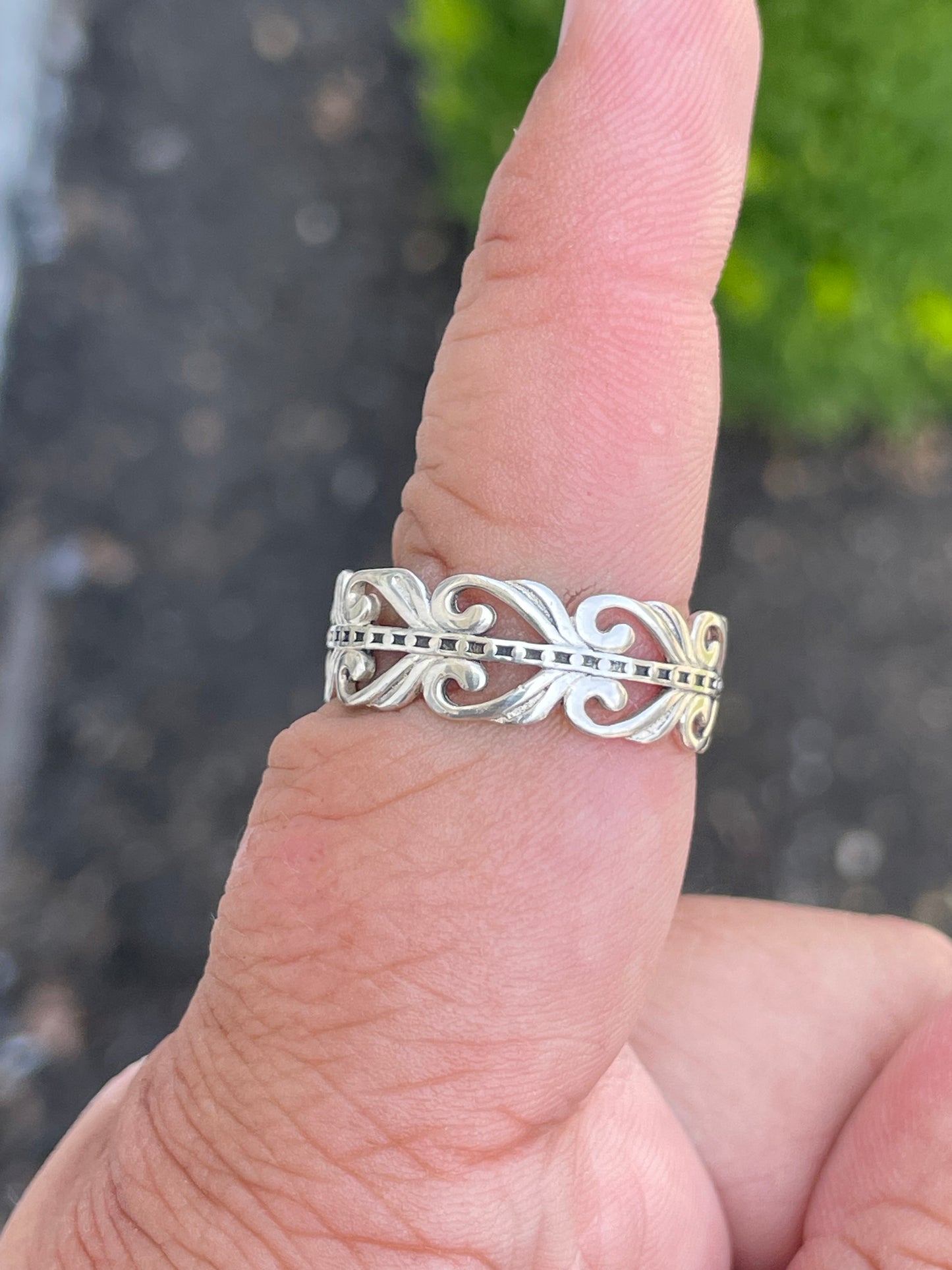 925 Sterling Silver Open Filigree Eternity Band Ring Size 11