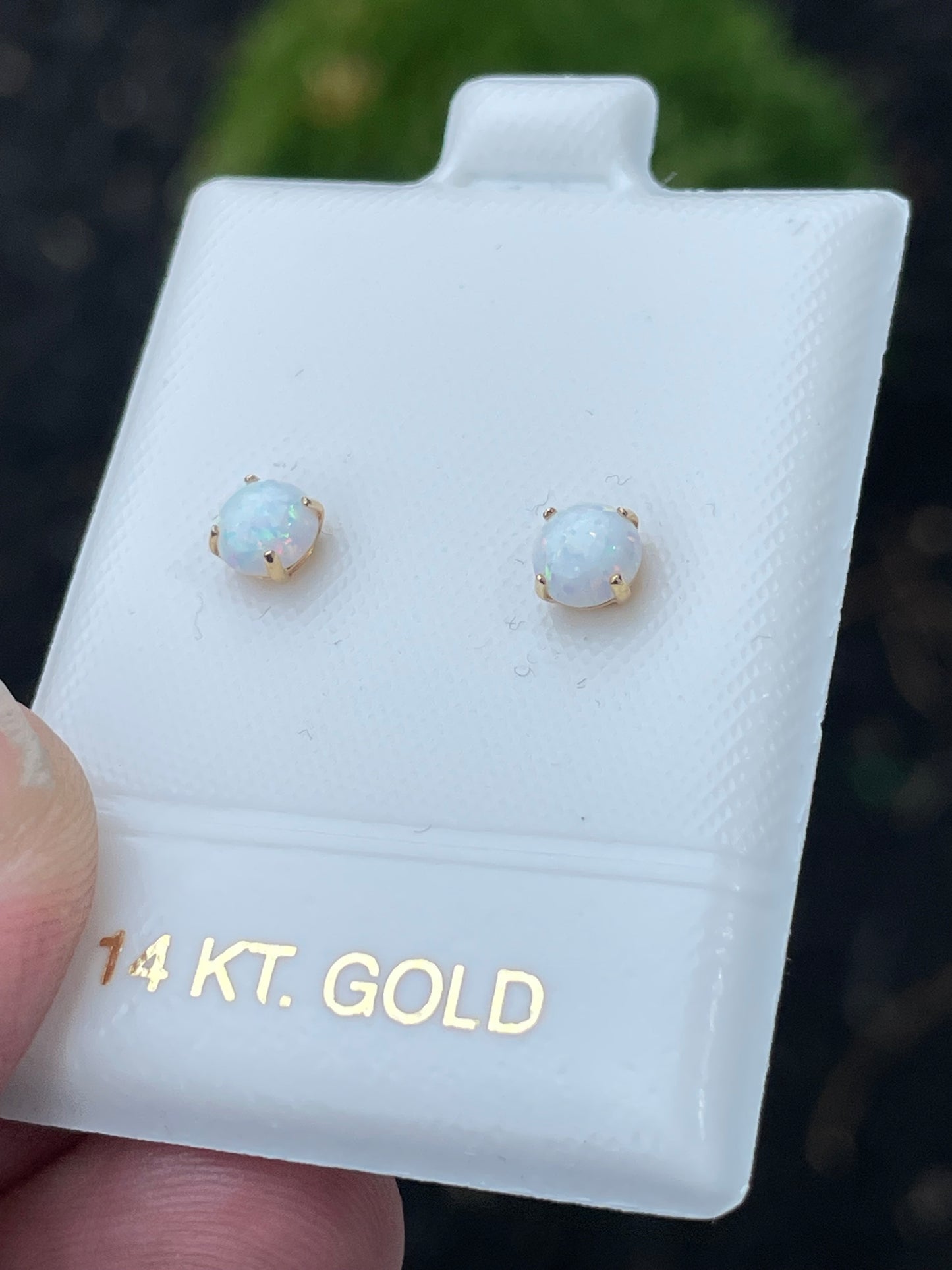 14k Gold .50ct Opal Stud Earrings