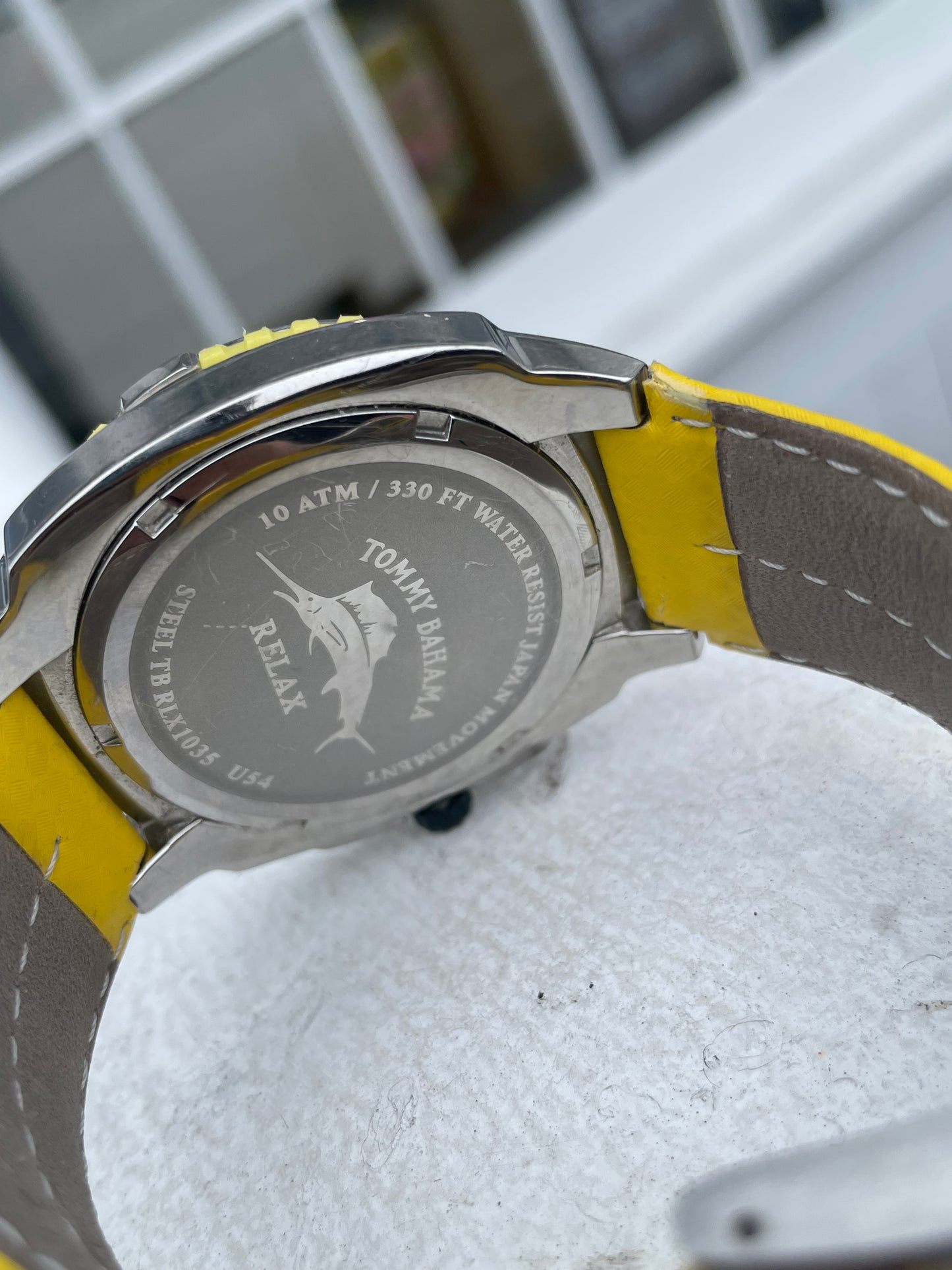 Tommy Bahama Relax Yellow Face & Yellow Leather band Relax Watch 10ATM