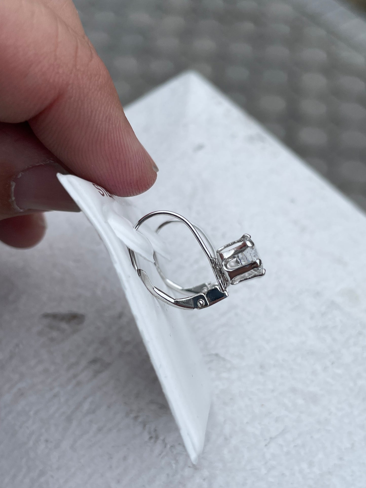 925 Sterling Silver Cz Leverback Earrings