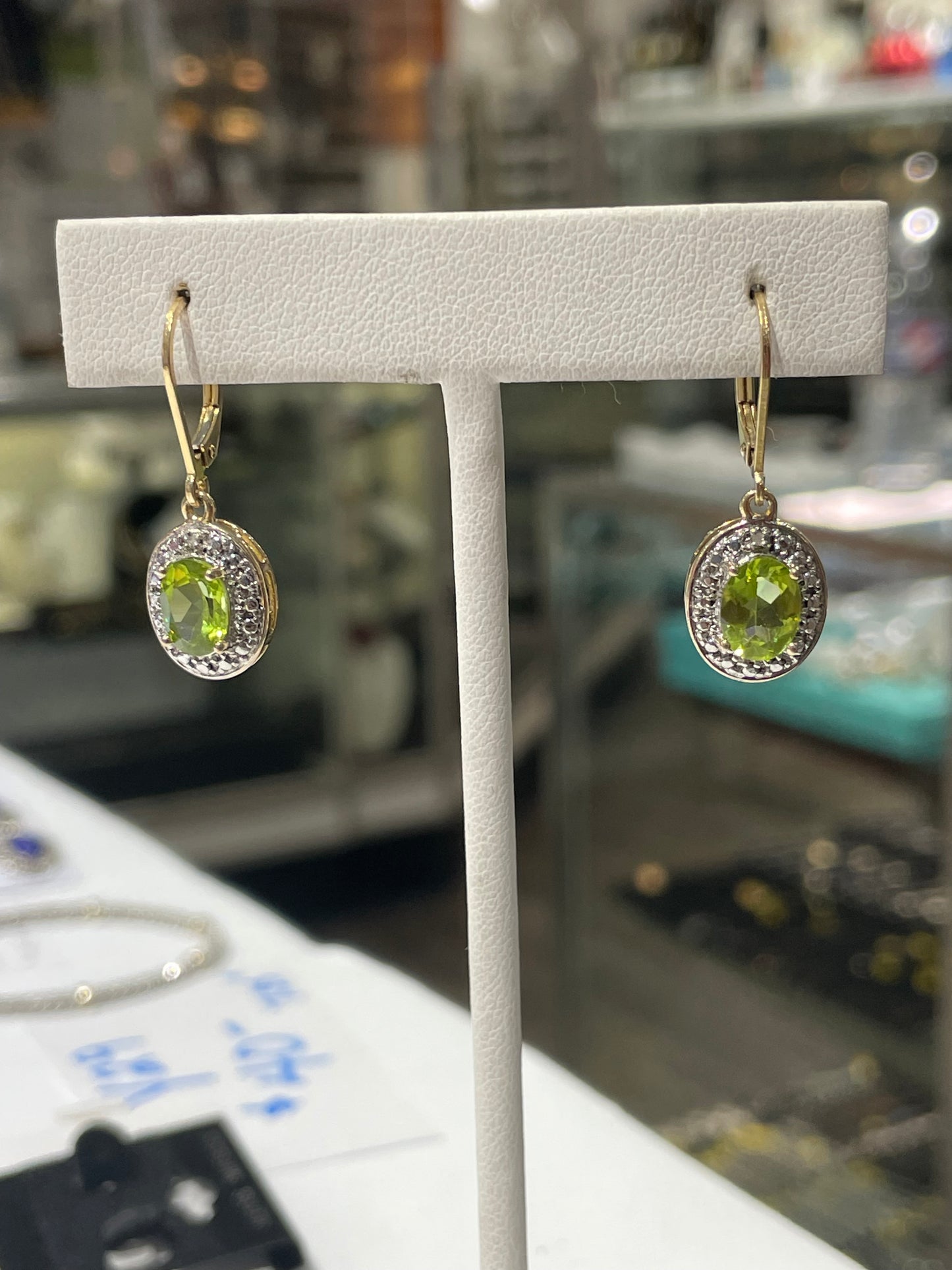 925 Sterling Silver Vermeil Peridot Drop Earrings