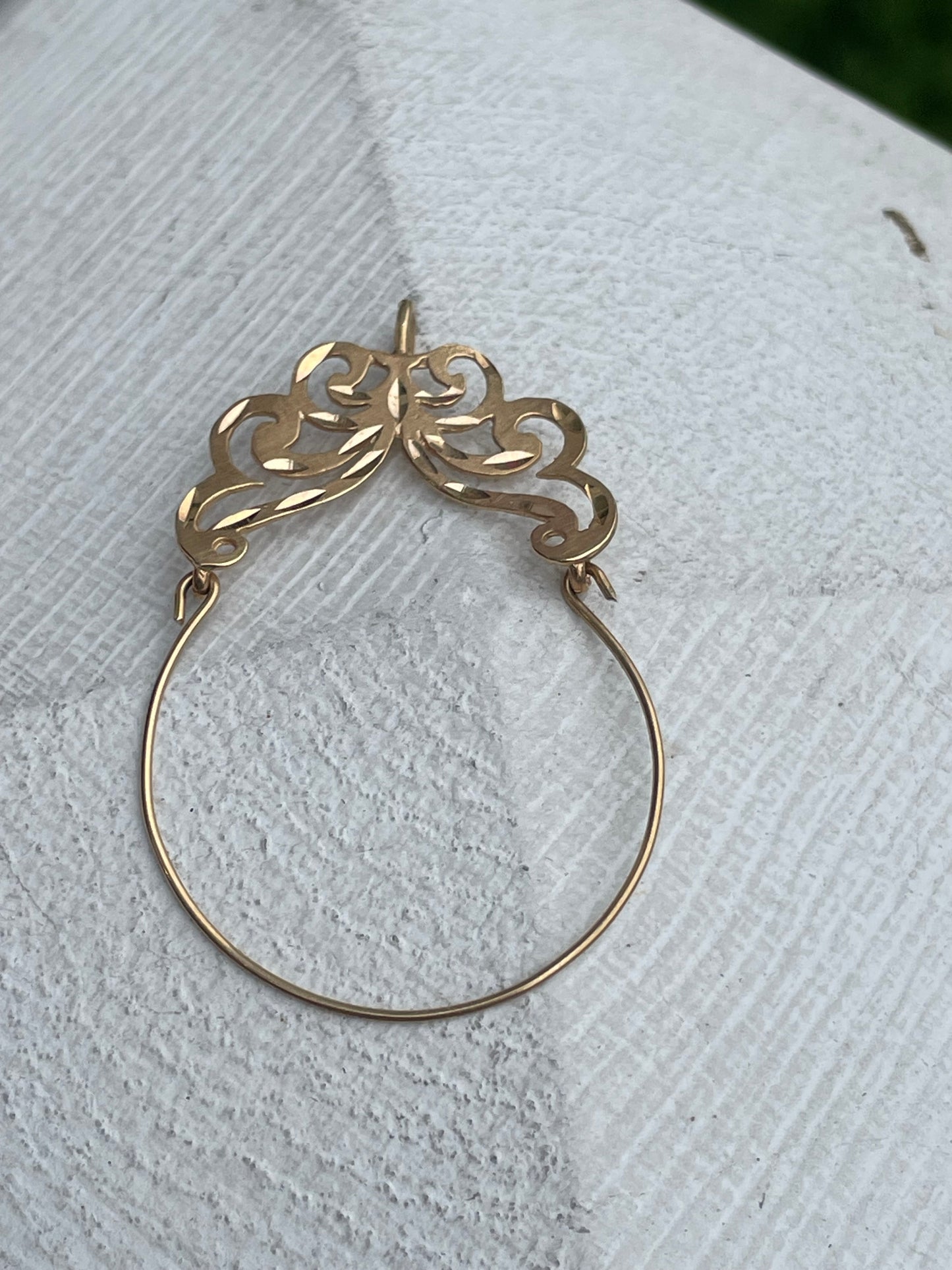 Vintage 14k Gold 1980s Butterfly Wing Charm Holder Pendant
