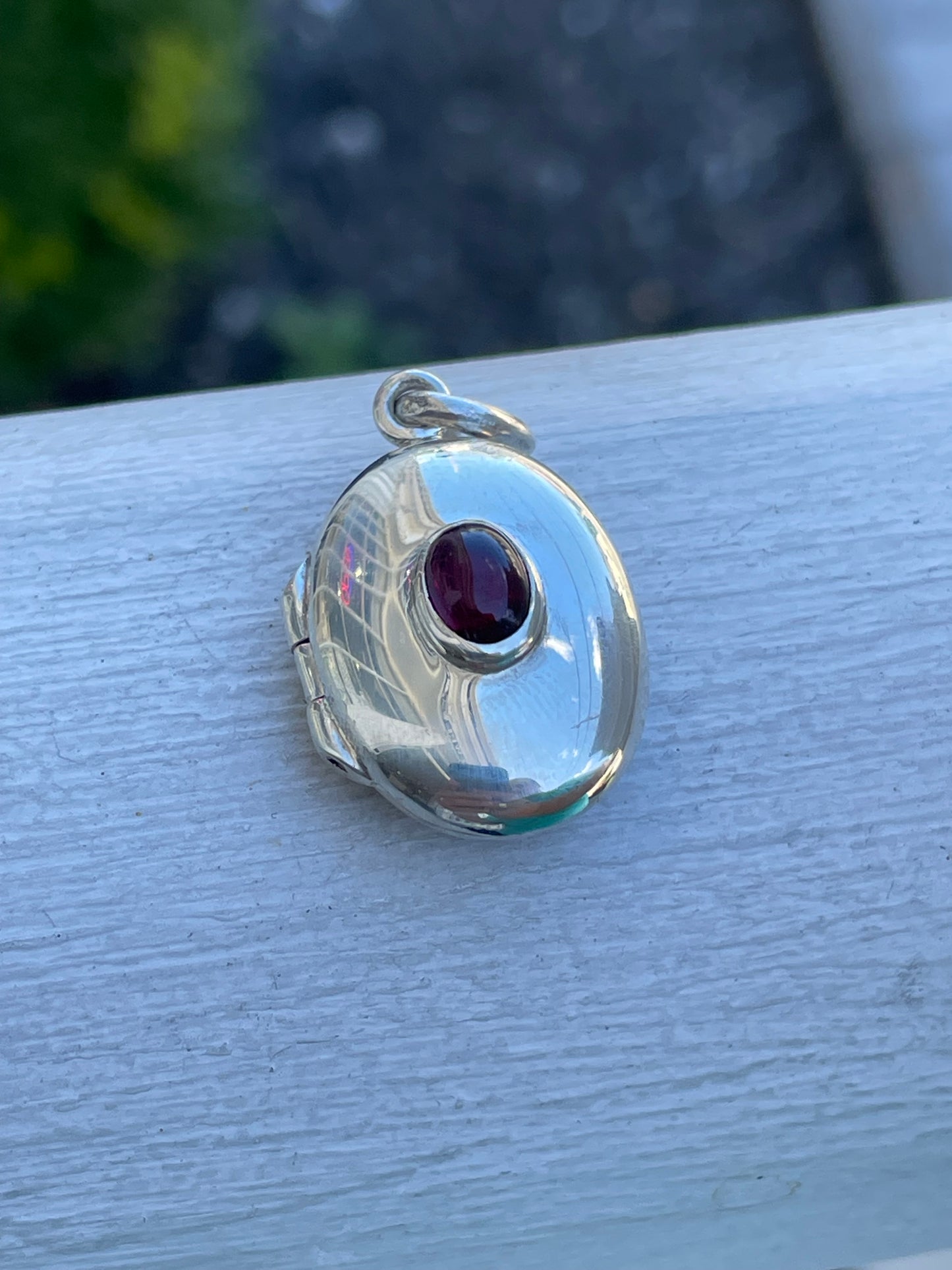 925 Sterling Silver Garnet Locket Pendant
