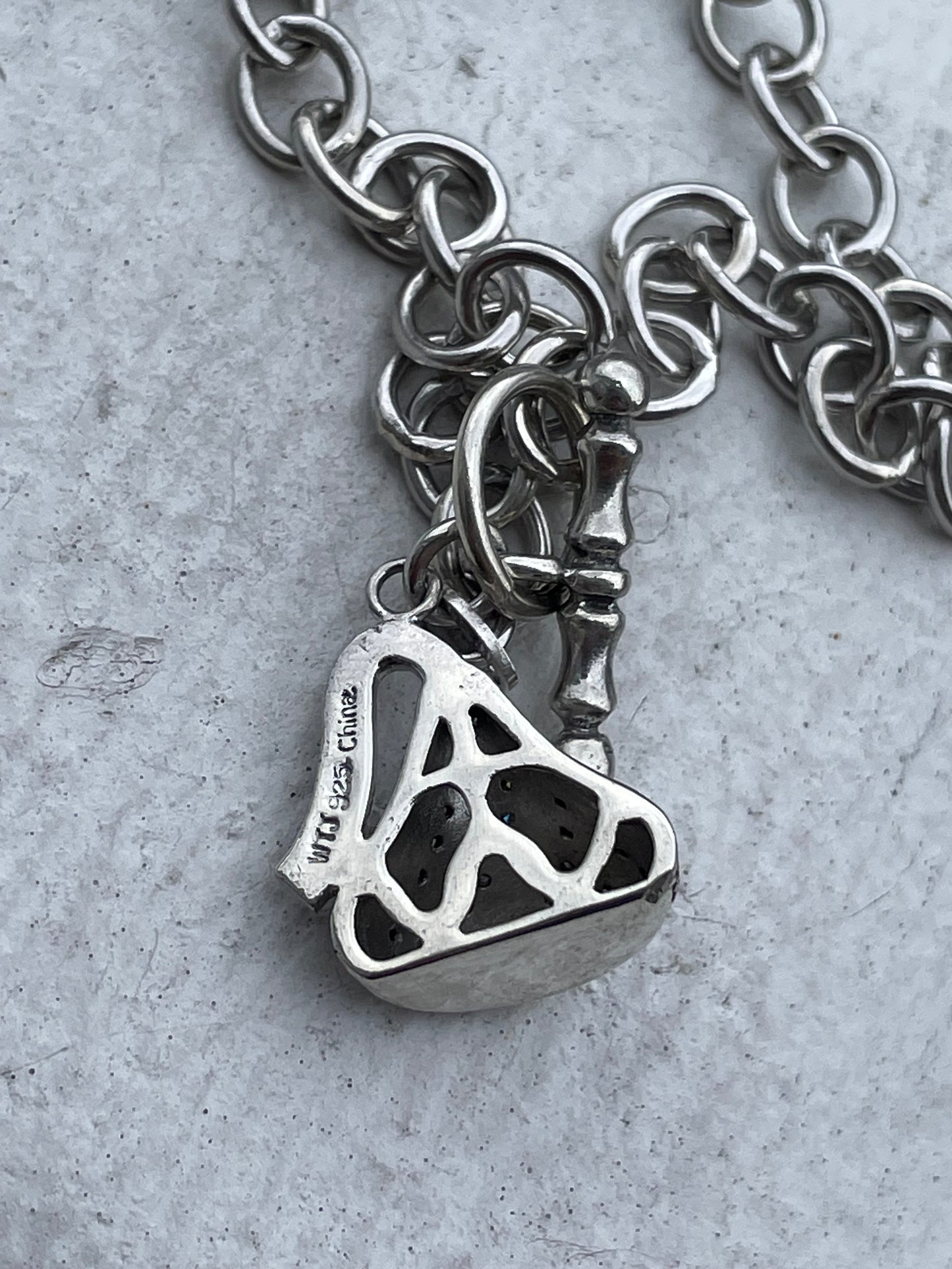 925 Hershey Kiss Diamond Charm Bracelet Toggle Lock 7.5”