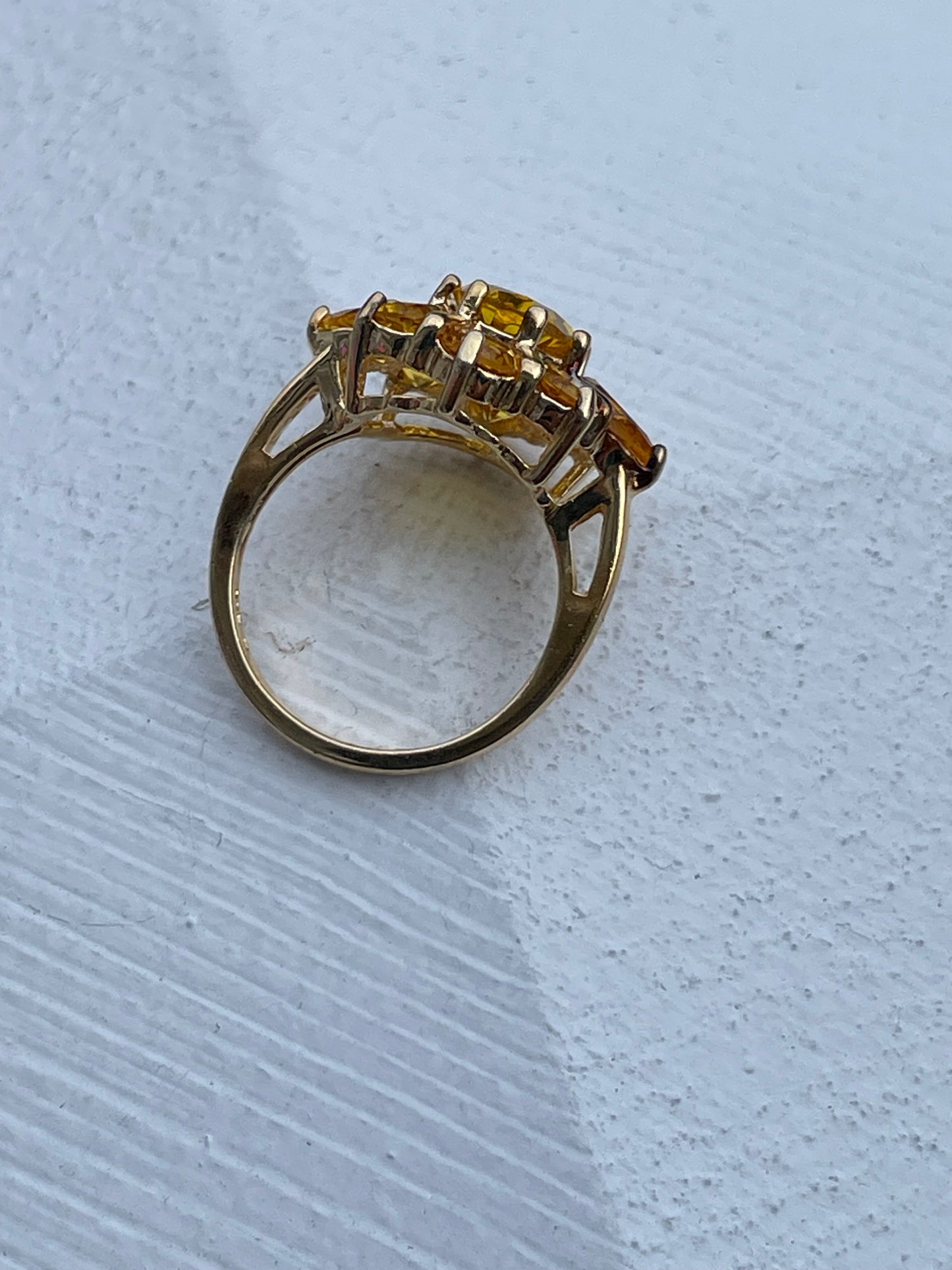 925 Sterling Silver Vermeil Citrine Cluster Ring Size 5