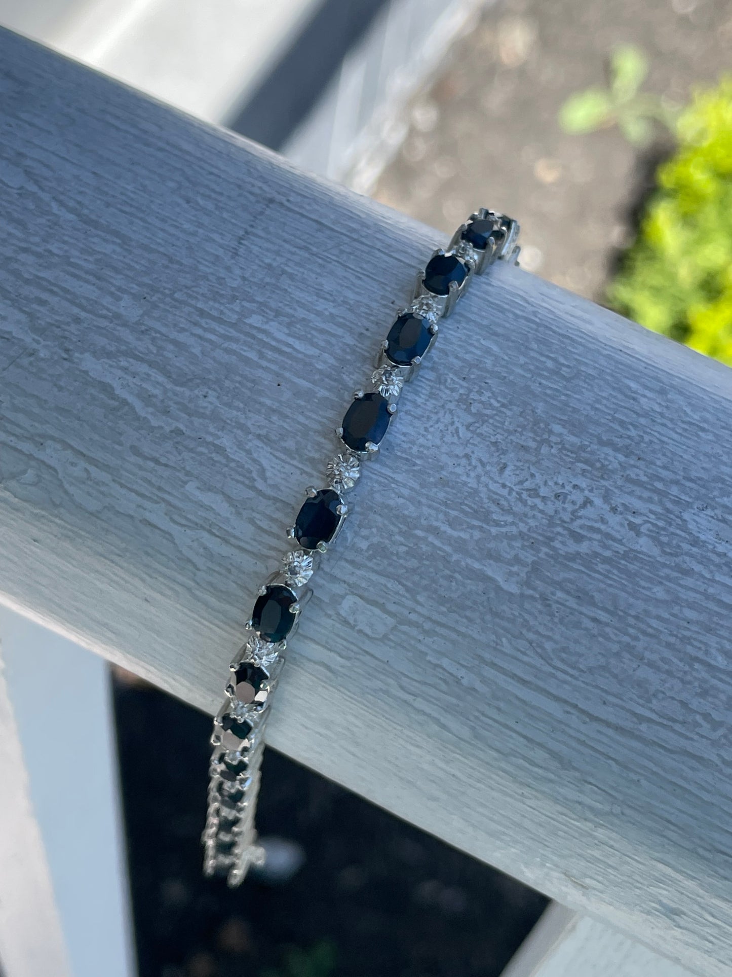925 Sterling Silver Natural Sapphire Tennis Bracelet