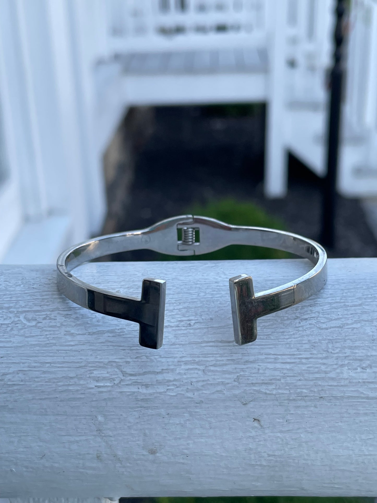 Stainless Steel Tiffany & Co Style T Bar Cuff Bracelet