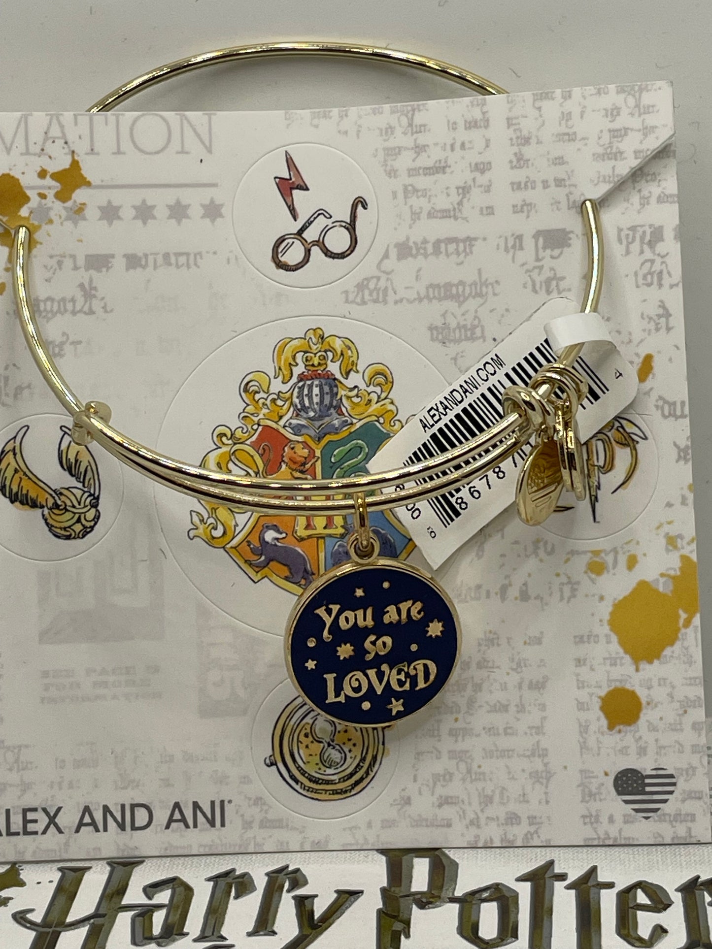 Alex & Ani Harry Potter You Are So Loved Shiny Gold-tone Bracelet NWT