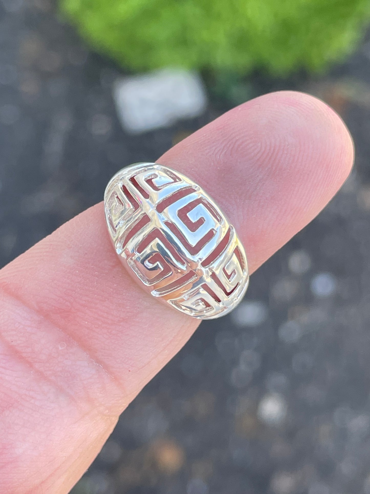 925 Sterling Silver Designer RJ Graziano Greek Key Dome Ring Size 6