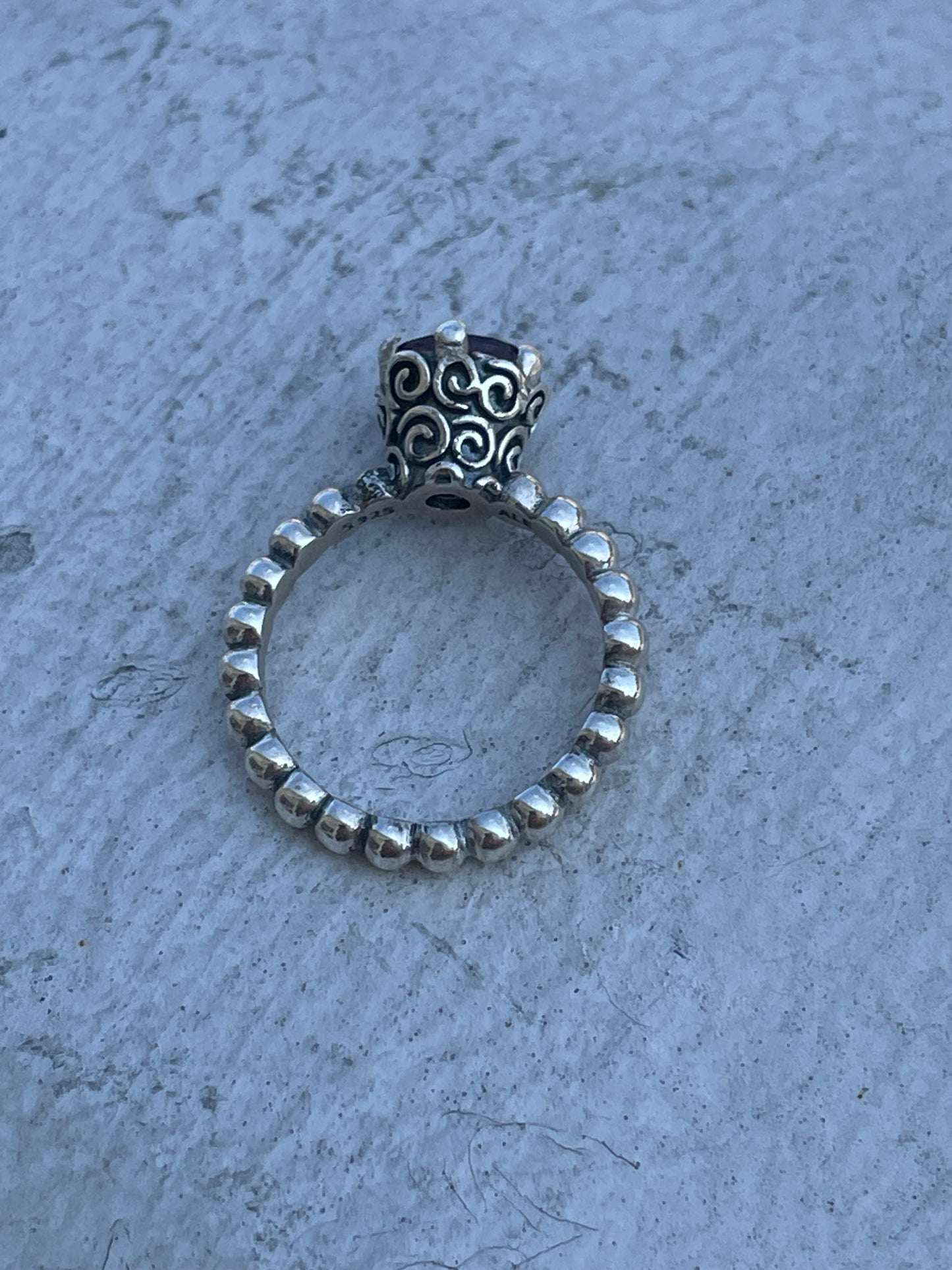 Retired Pandora Secret Winds Amethyst Ring Size 7