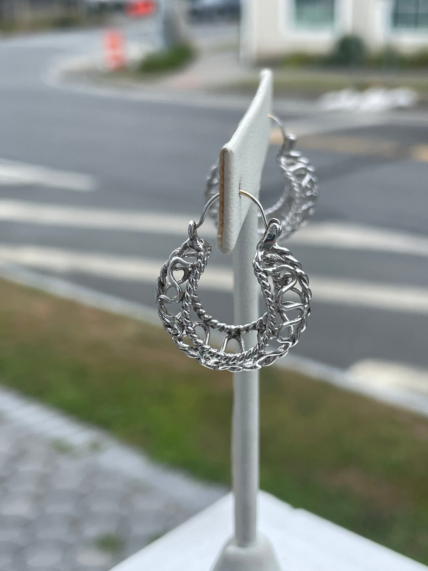 925 Sterling Silver Open Wire Hoop Earrings 22mm
