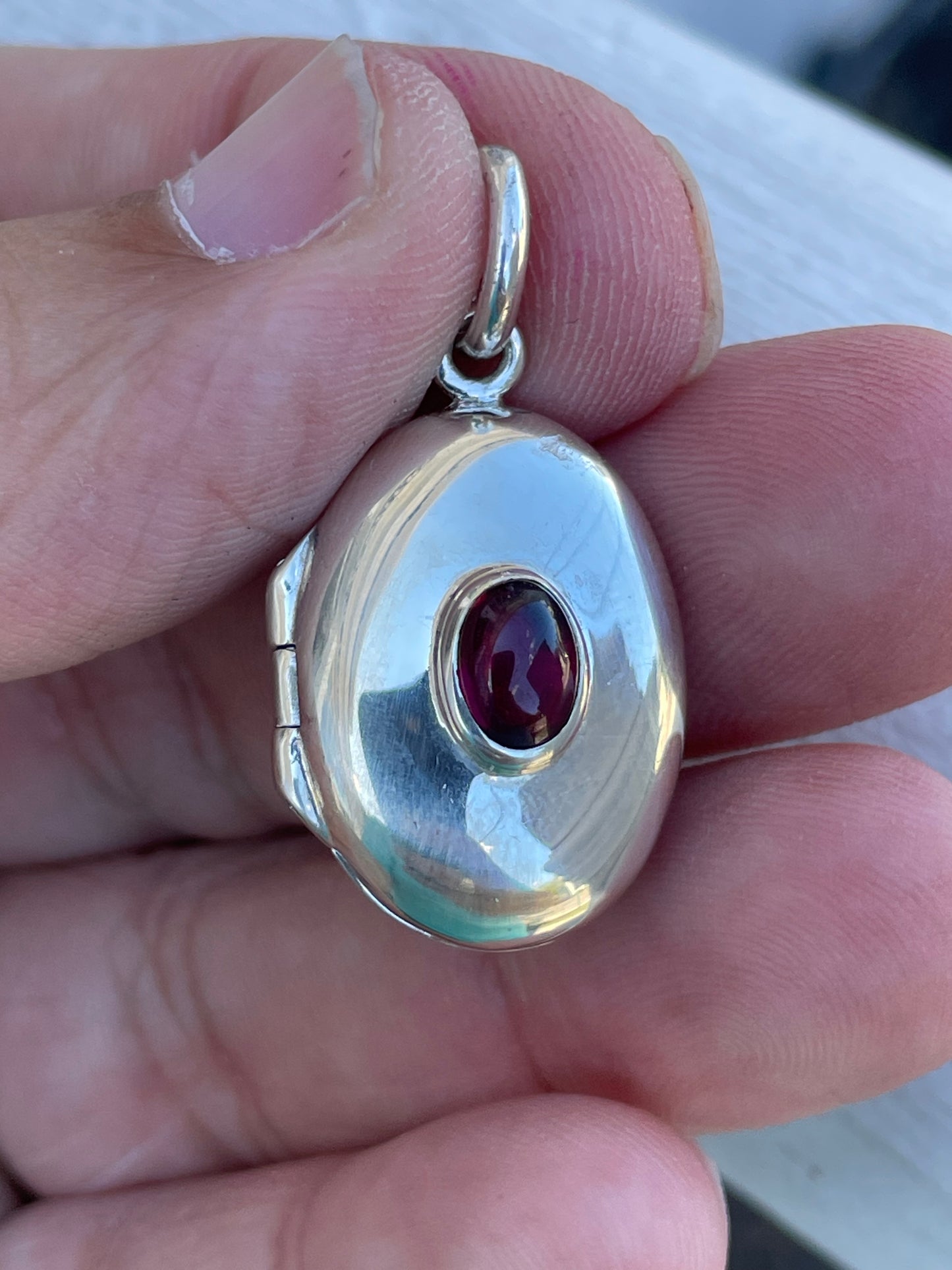 925 Sterling Silver Garnet Locket Pendant