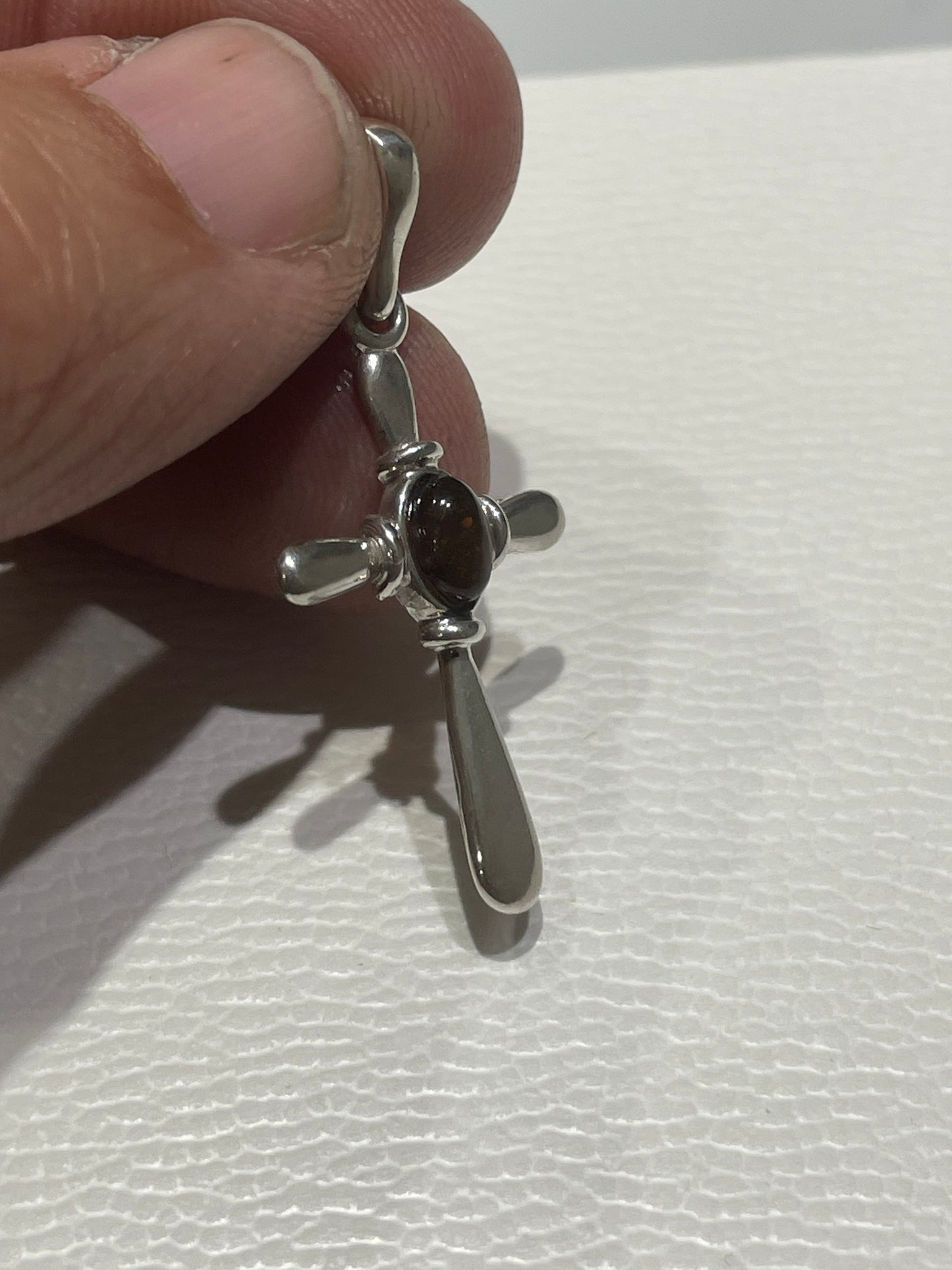 925 Sterling Silver Garnet Cross Pendant