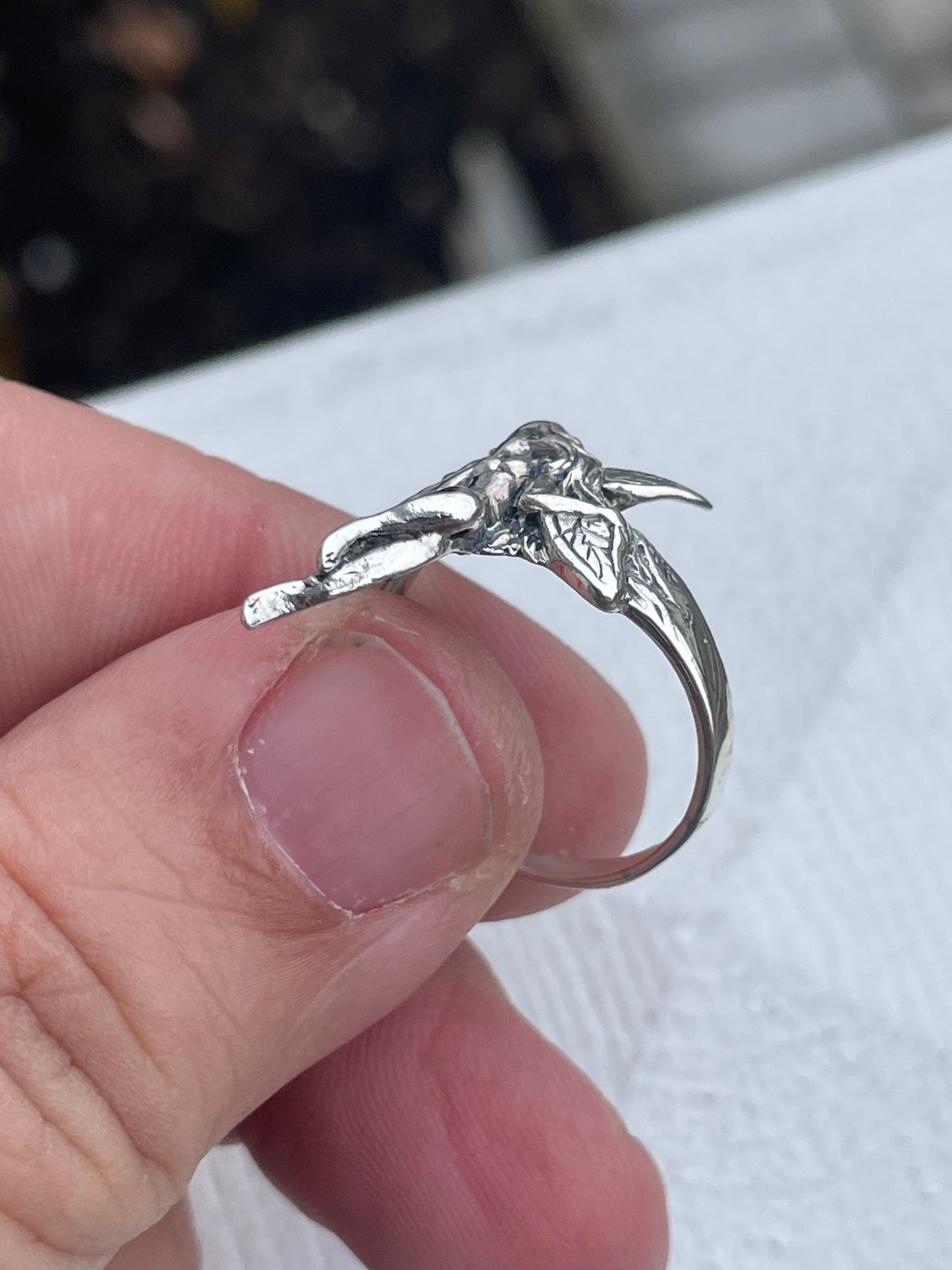 925 Sterling Silver Curved Fairy Ring Size 8