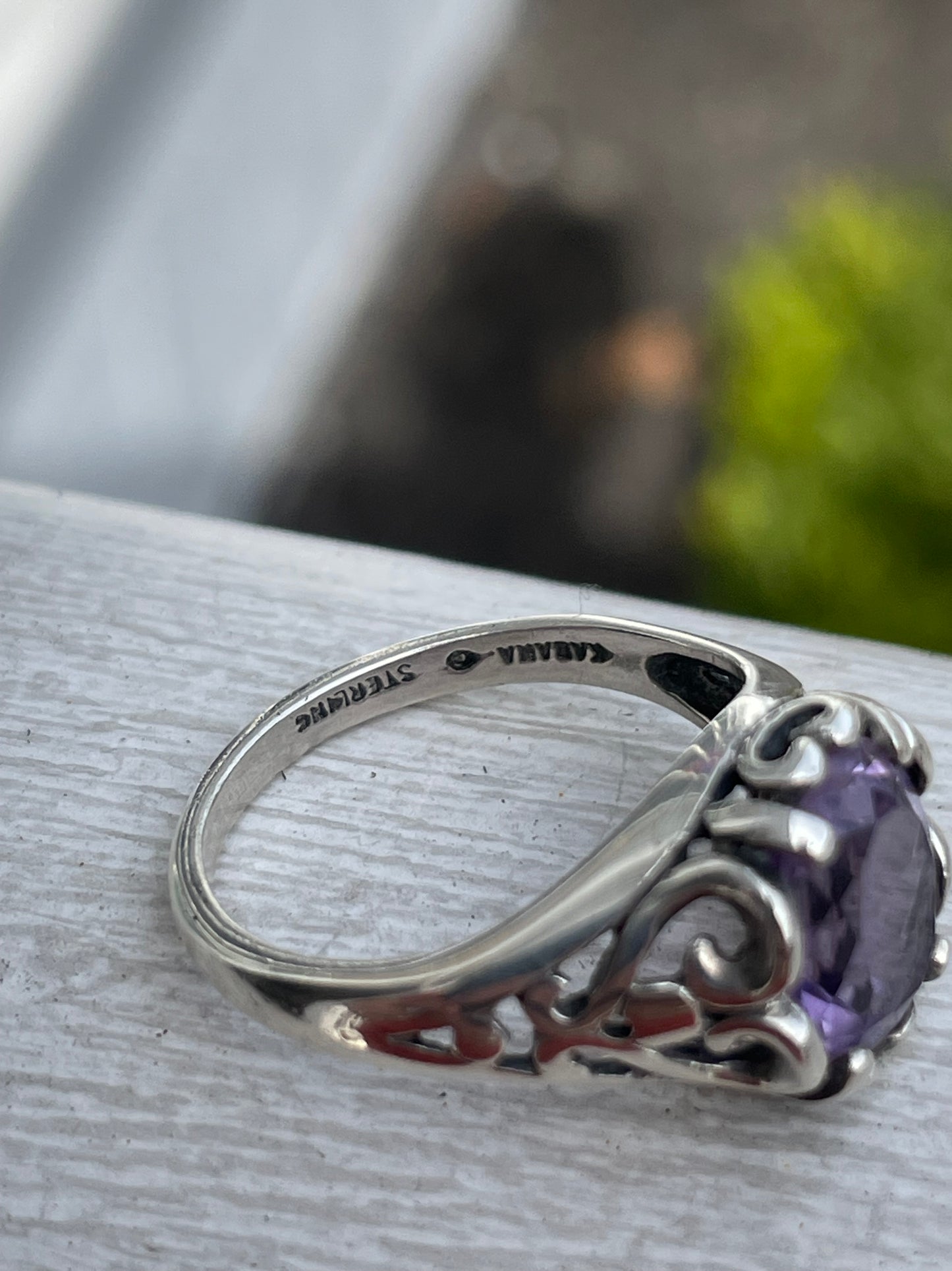 Designer Kabana 925 Sterling Silver Amethyst Ring Size 7