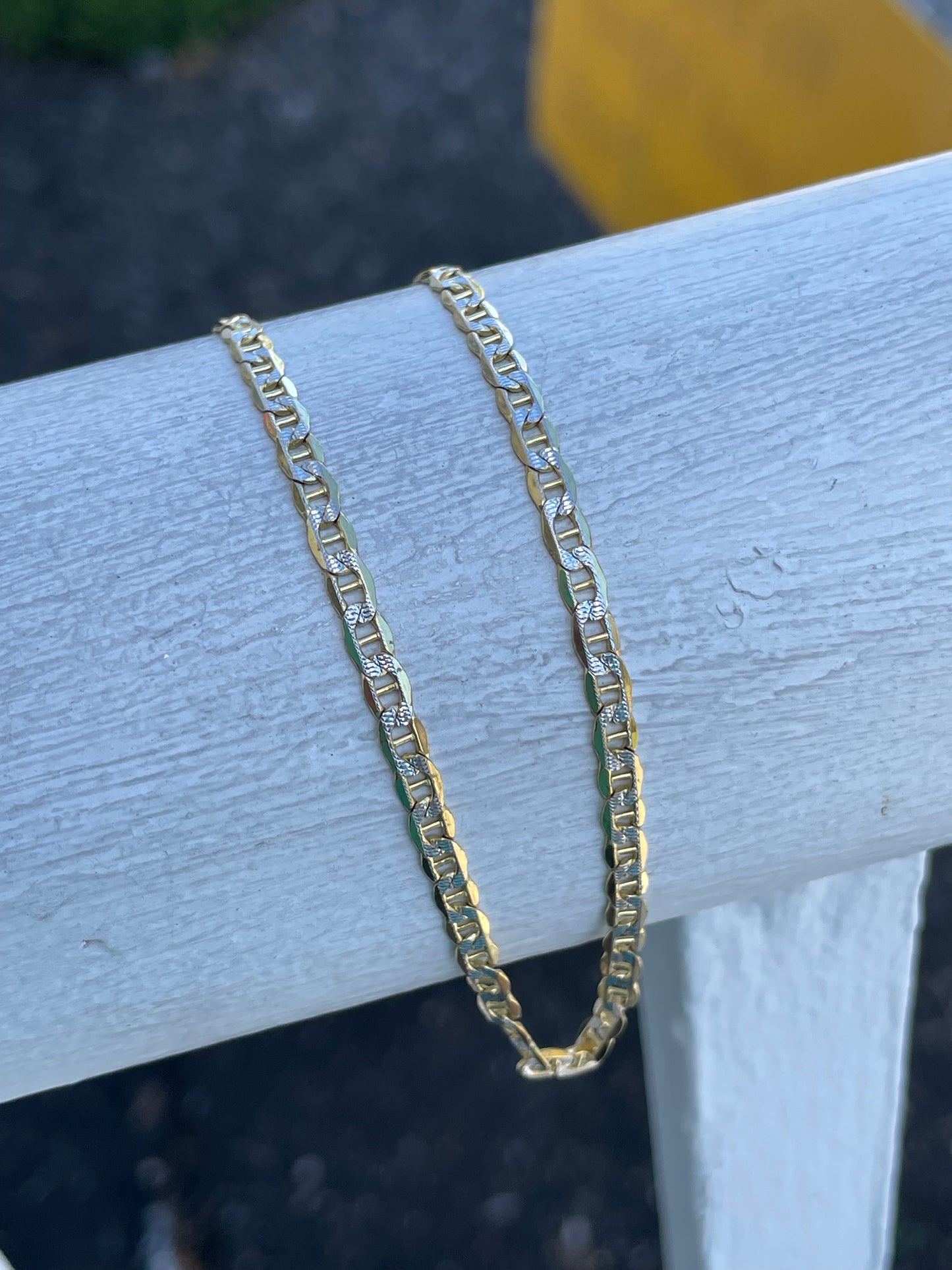 10k Gold 2tone Gucci Mariner Marine Link Anklet 11”