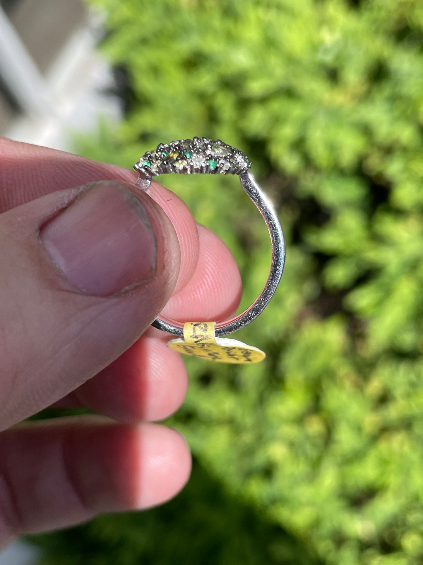 925 Sterling Silver Multi-Color Peridot, Emerald, and Cz Cluster Ring