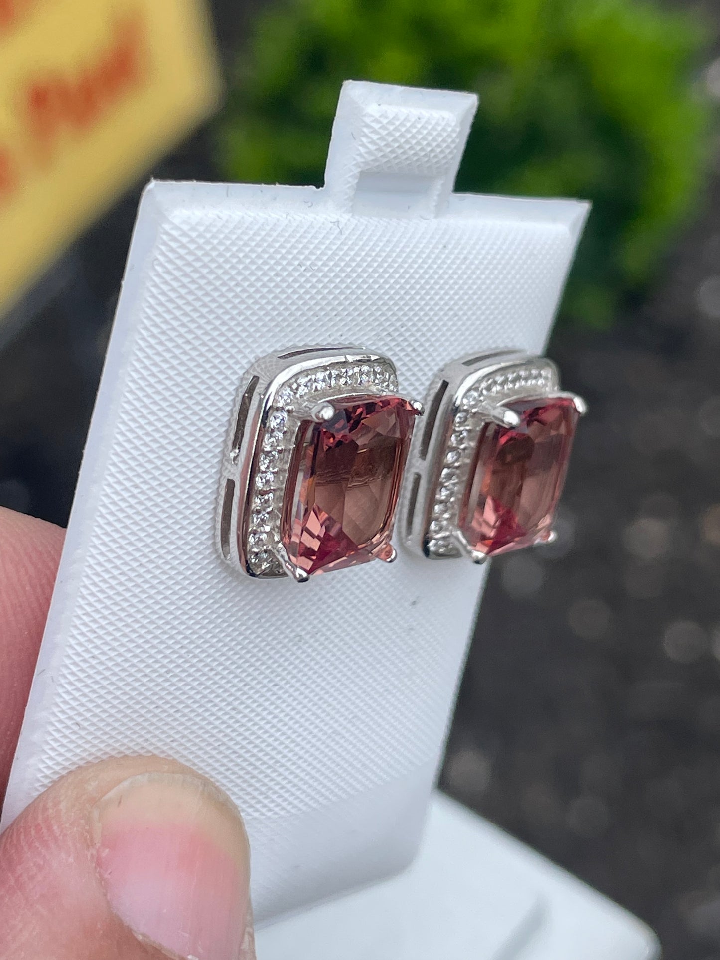 925 Sterling Silver Emerald Cut Zultanite & Zirconia Earrings