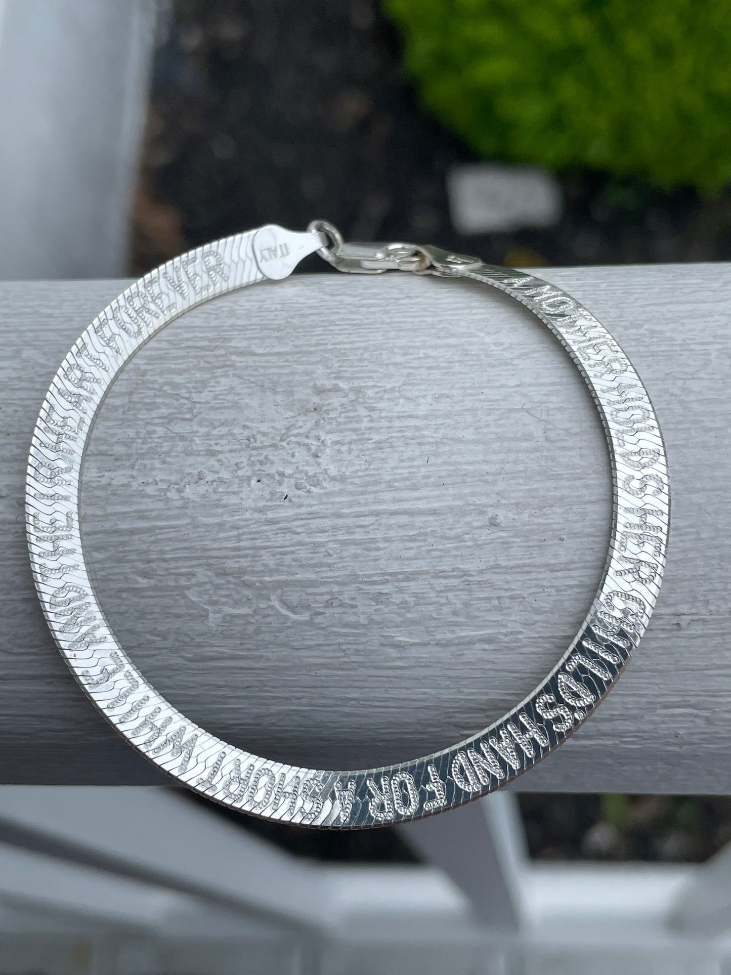 925 Sterling Silver Sweet Message Herringbone Bracelet