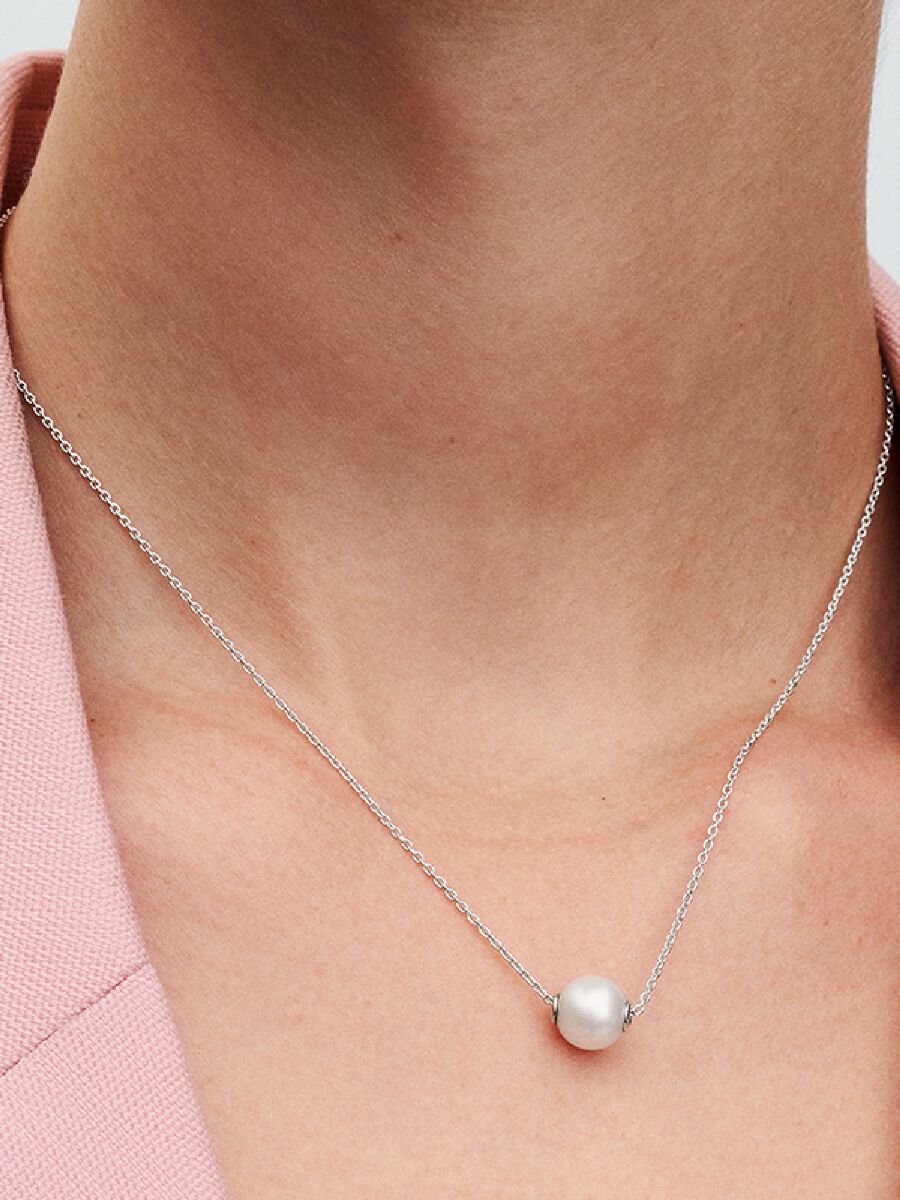 Pandora Treated Freshwater Cultured Pearl Collier Sterling Silver Necklace 393167C01-45