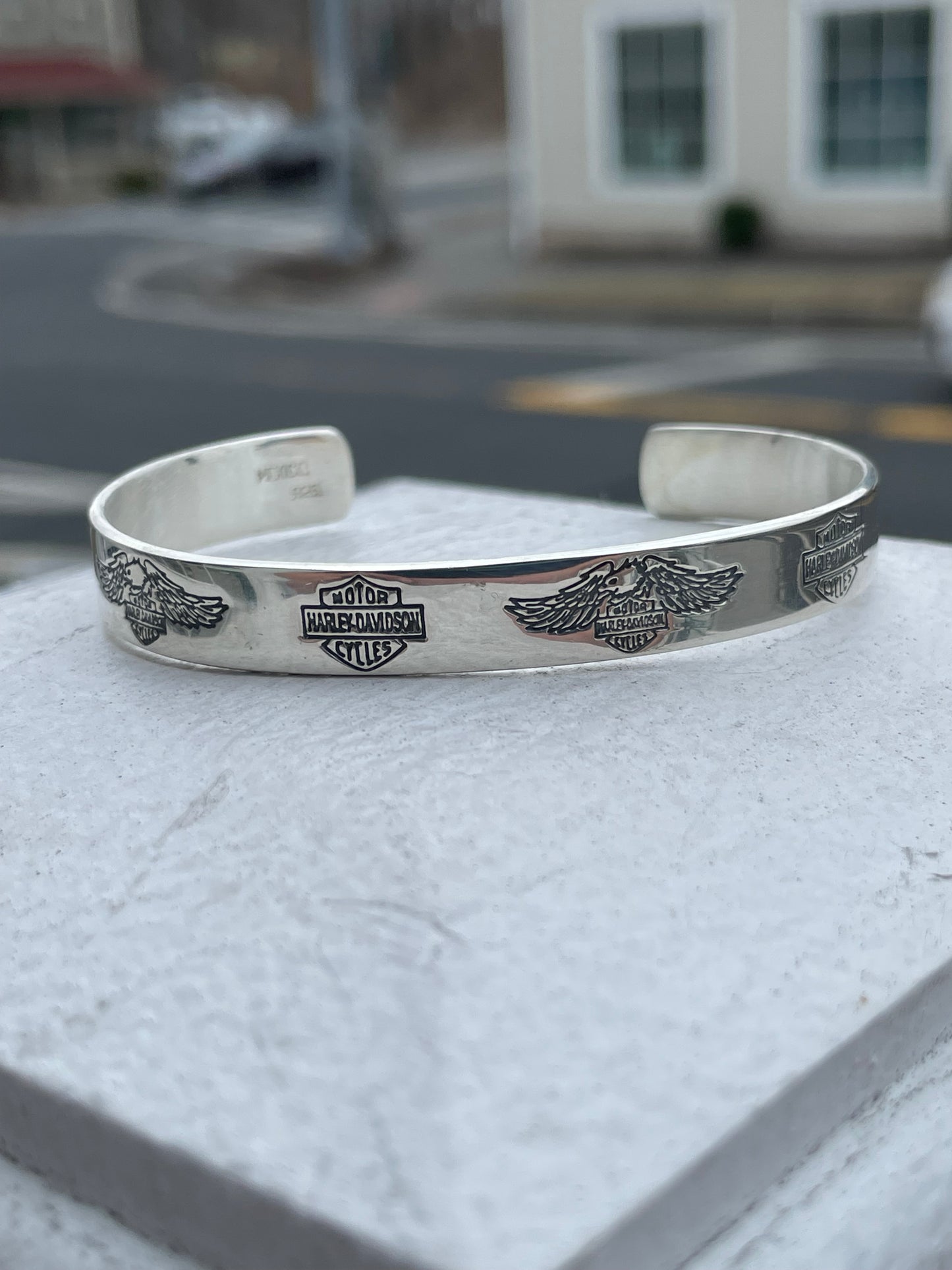 925 Sterling Silver Harley Davidson Cuff Bracelet 7”-8”