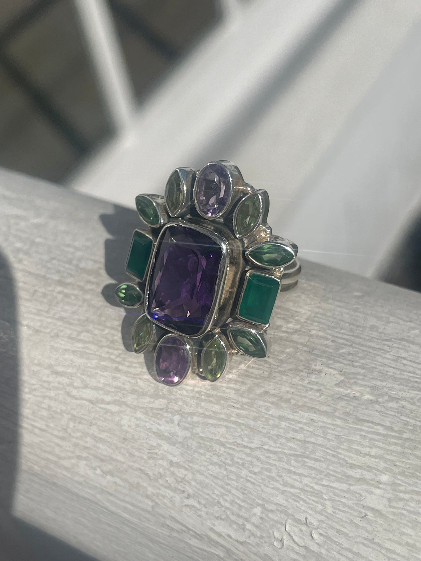 Designer Nikki Butler Multi Color Stone Cluster Ring Size 7