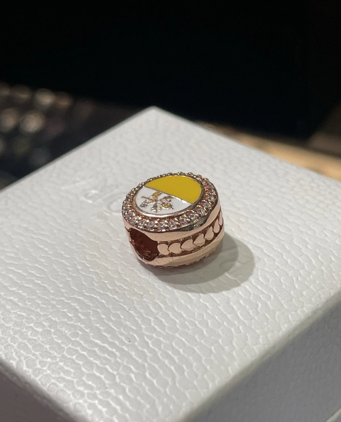 Pandora Vatican Exclusive Flag Rose Gold Round Signet Travel Charm