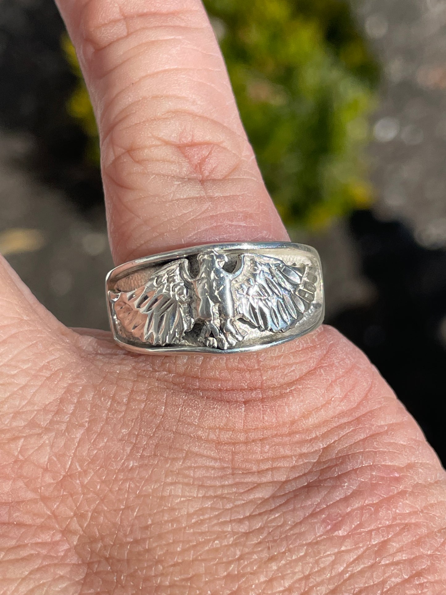 Designer Ted Ott 925 Sterling Silver Eagle Band Ring Size 10.5