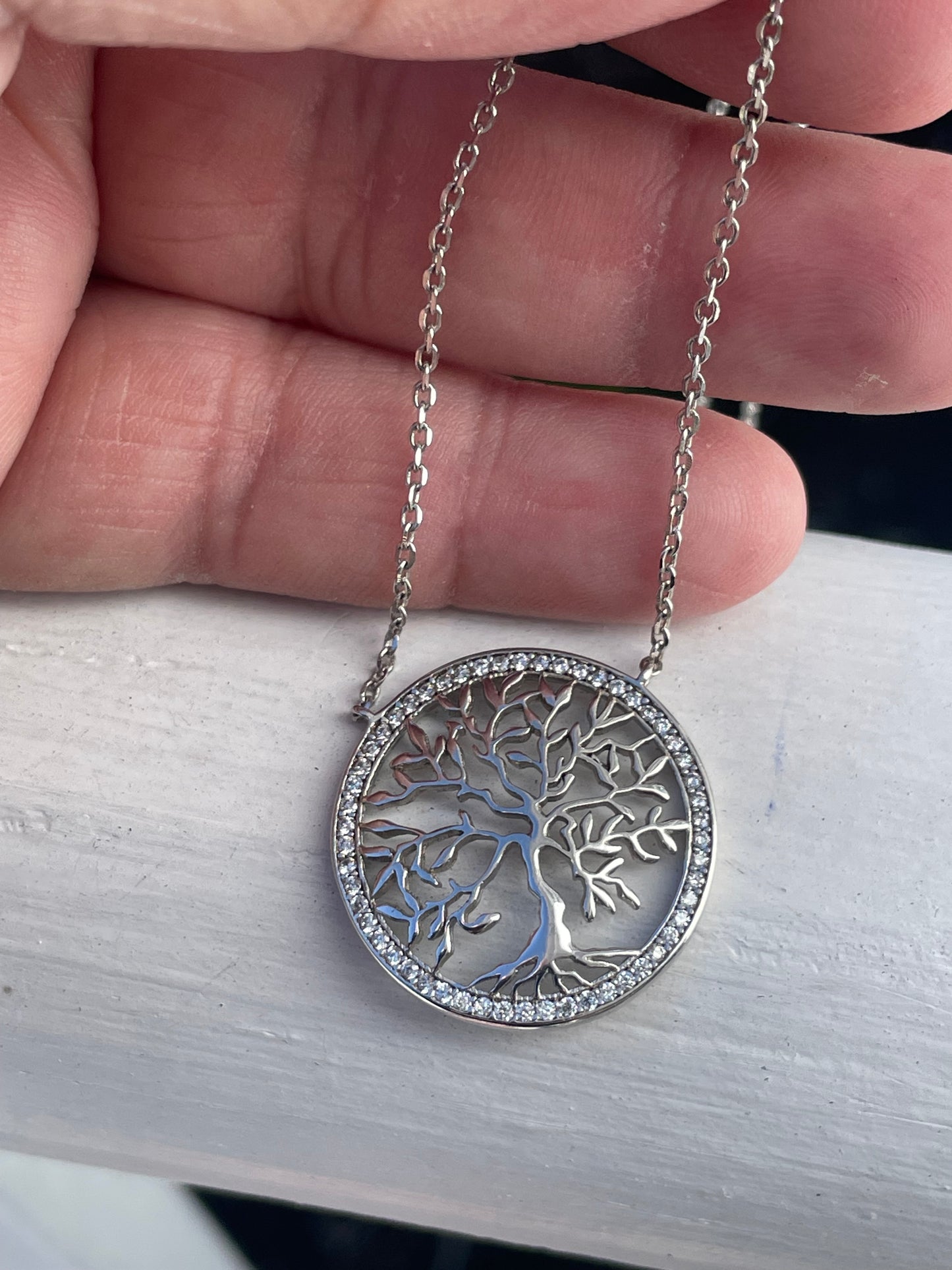 925 Sterling Silver Sparkling Tree of Life Necklace