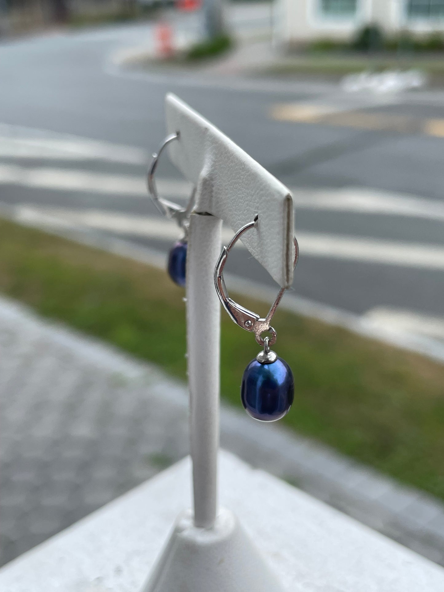 925 Sterling Silver Peacock Pearl Dangle Earrings