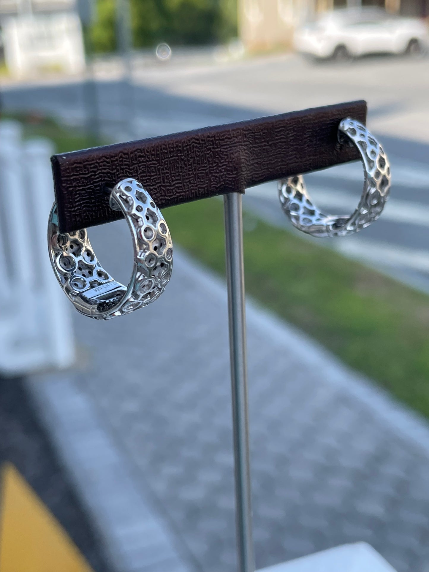 925 Sterling Silver Micro Pavé Black Zirconia Thick Hoop Earrings