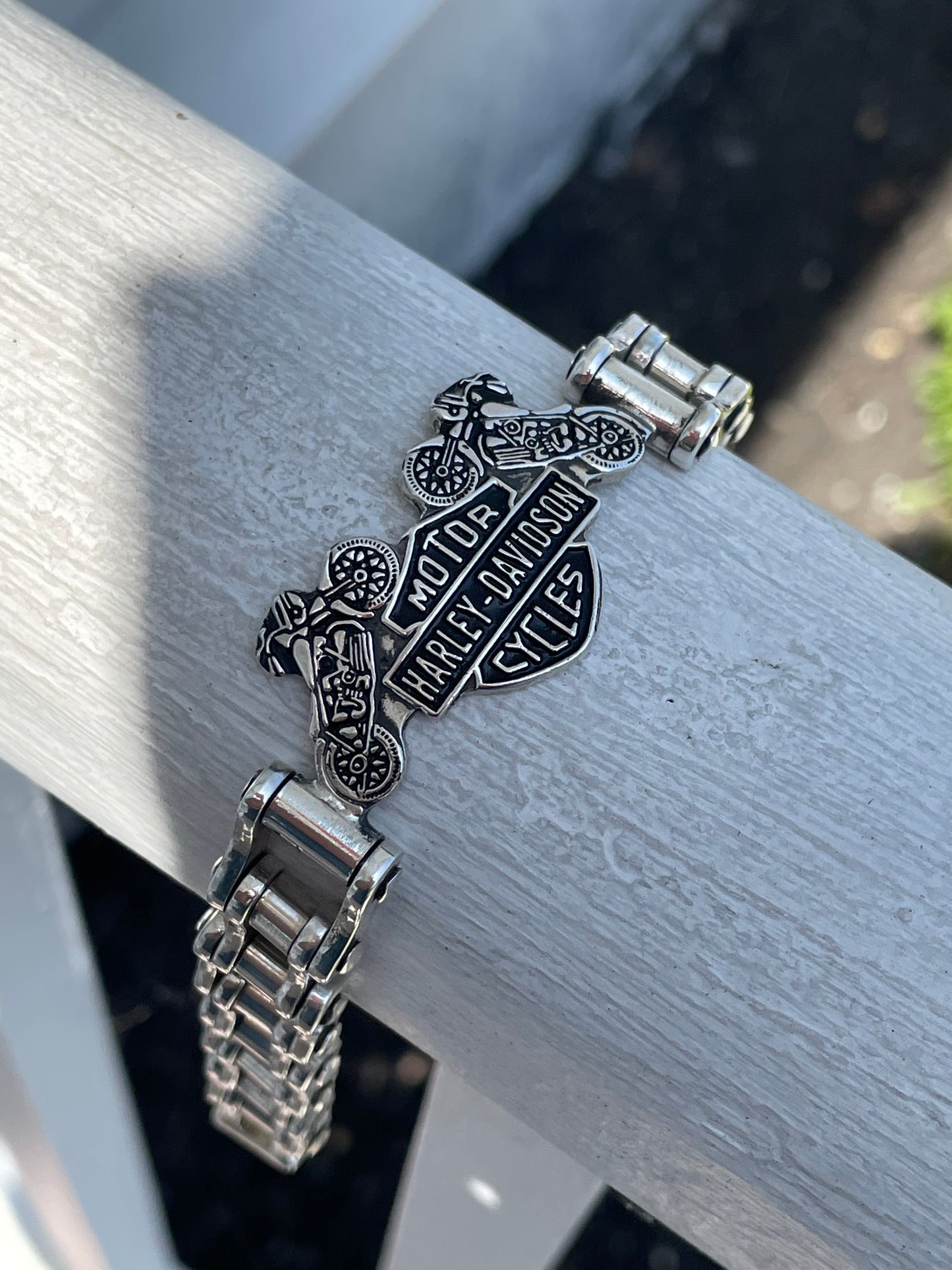 925 Sterling Silver Harley Davidson Motorcycle Biker Bracelet