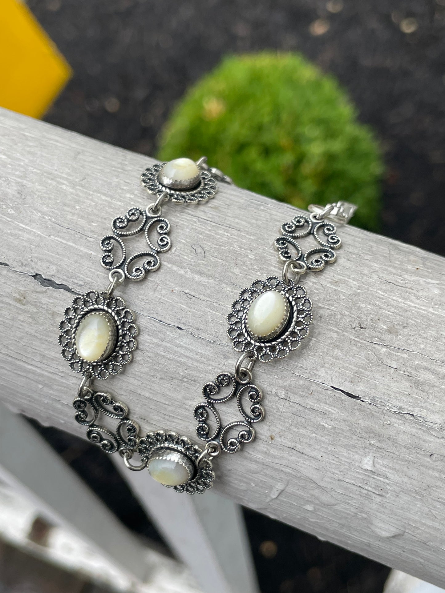 Designer Beau 925 Sterling Silver Moonstone Filigree Bracelet