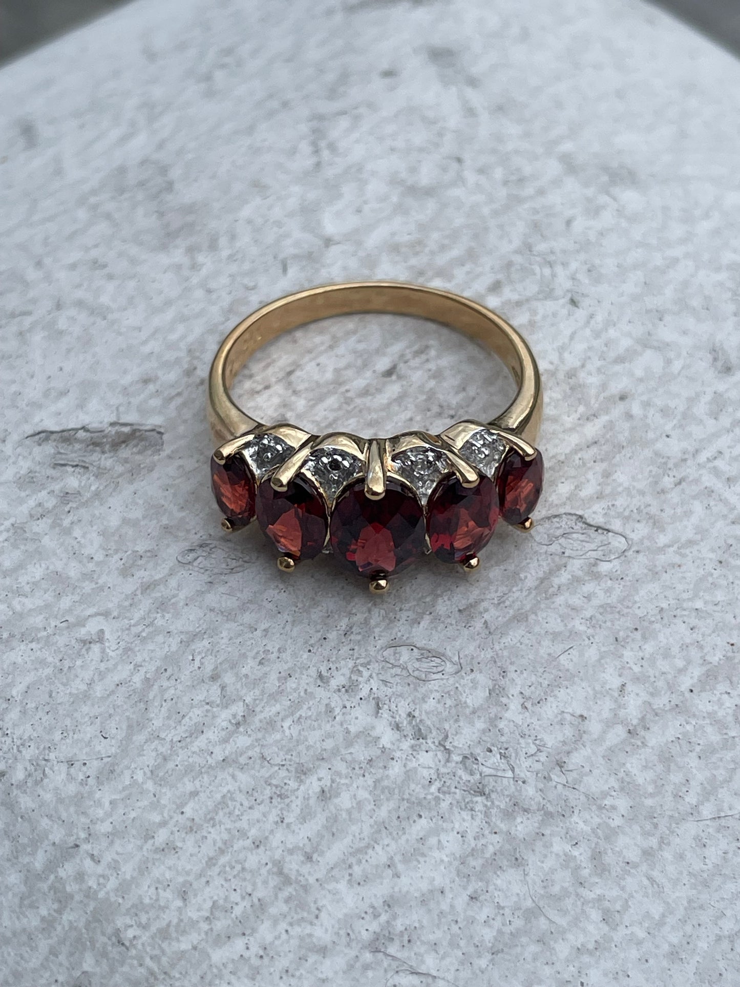 925 Sterling Silver Vermeil Garnet Bridge Ring Size 10