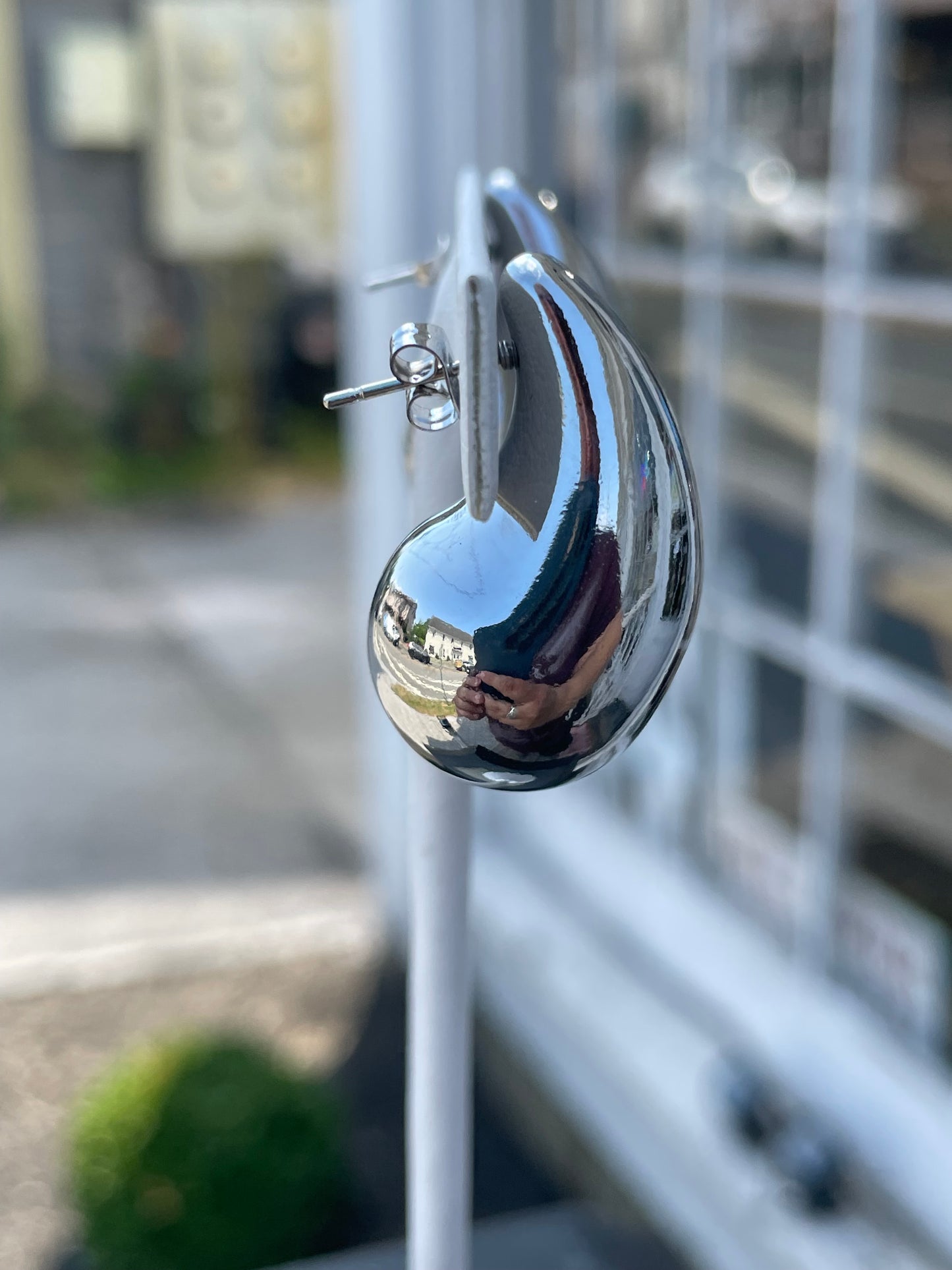 Stainless Steel Bottega Style Thick Tear Drop Earrings