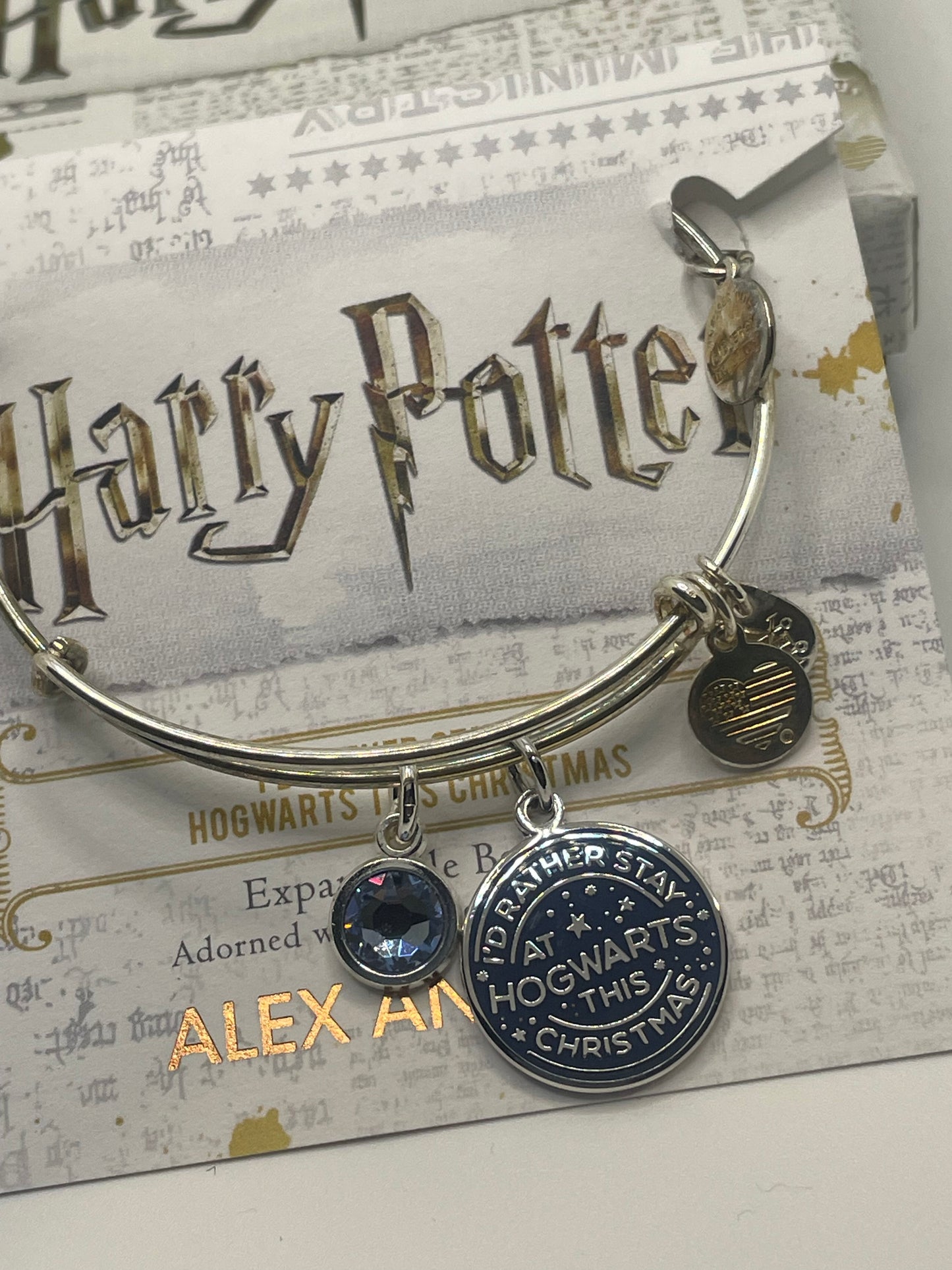 NWT Alex and Ani Harry Potter "I'd Rather Stay At Hogwarts This Christmas" Bracelet