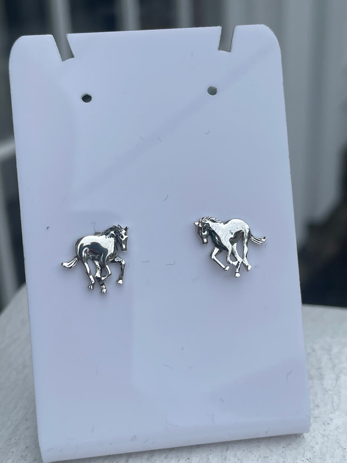 925 Sterling Silver Horse Stud Earrings