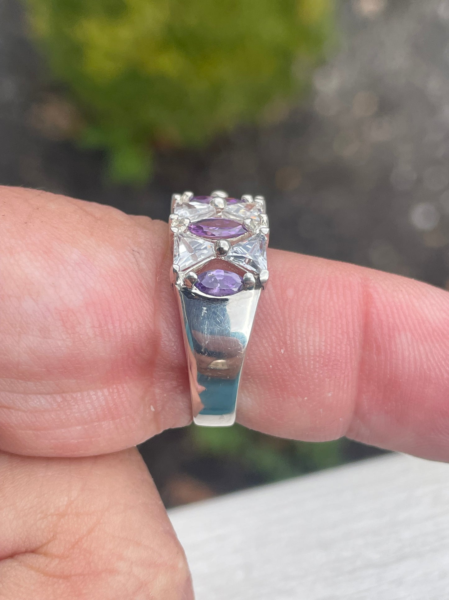 Designer DBJ Dee Berkeley Jewelry Amethyst & Cz Band Ring Size 9