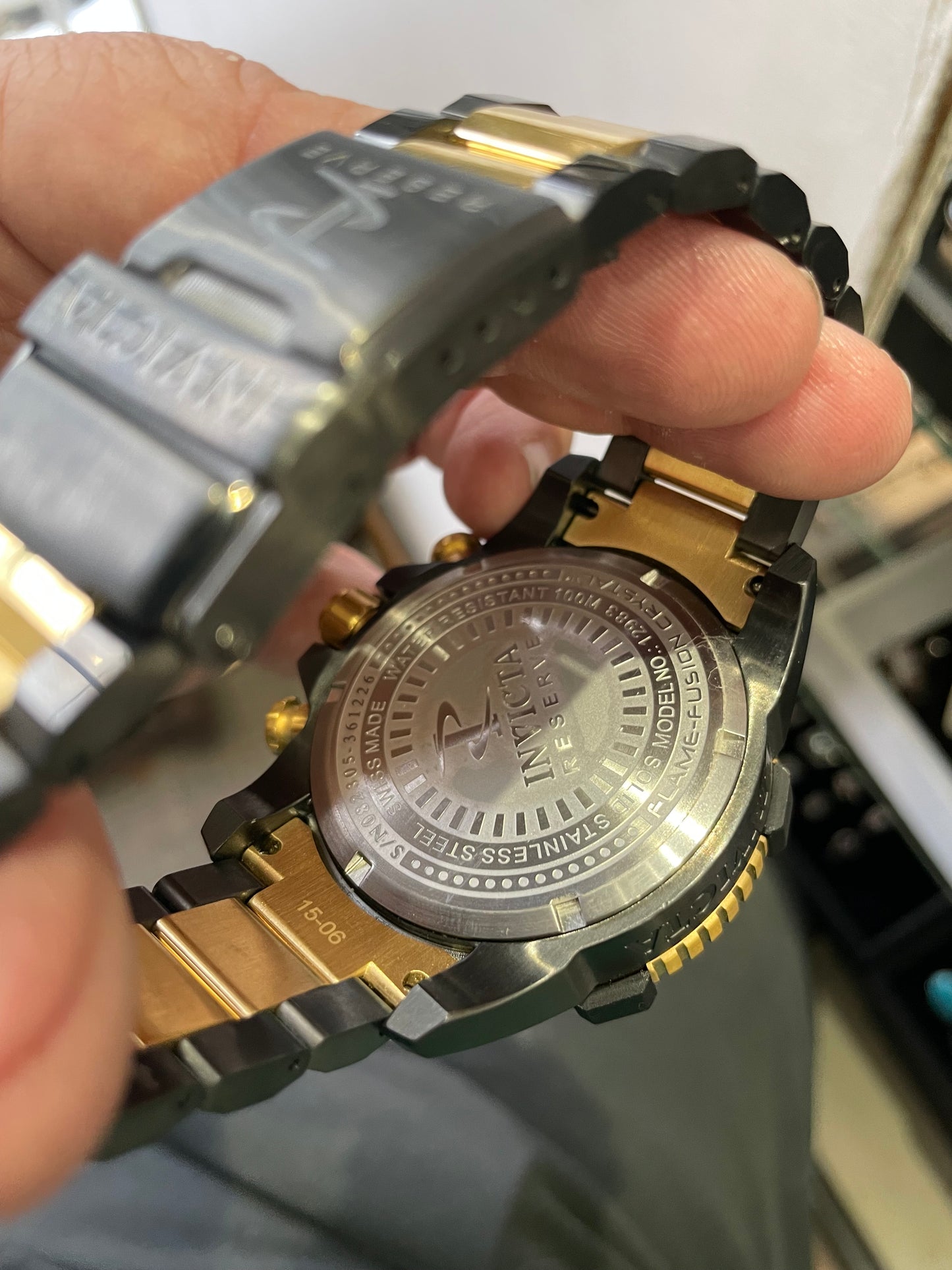 Men’s Invicta Reserve Black & Gold Stainless Steel Watch Model 12983 (K40)