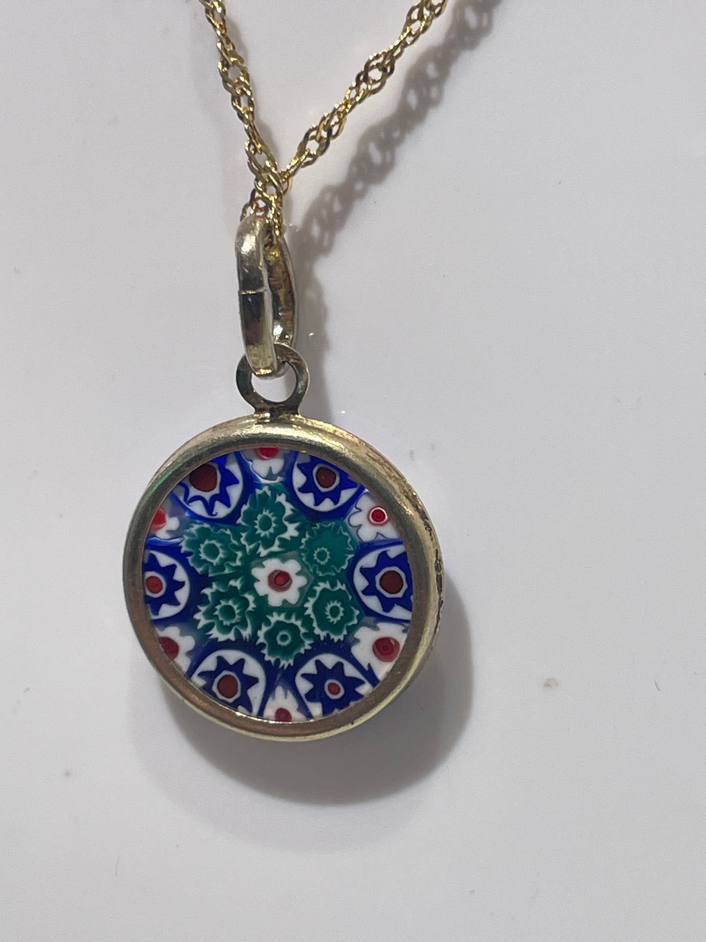 925 Sterling Silver Glass Cut Resin Flower Necklace 16”