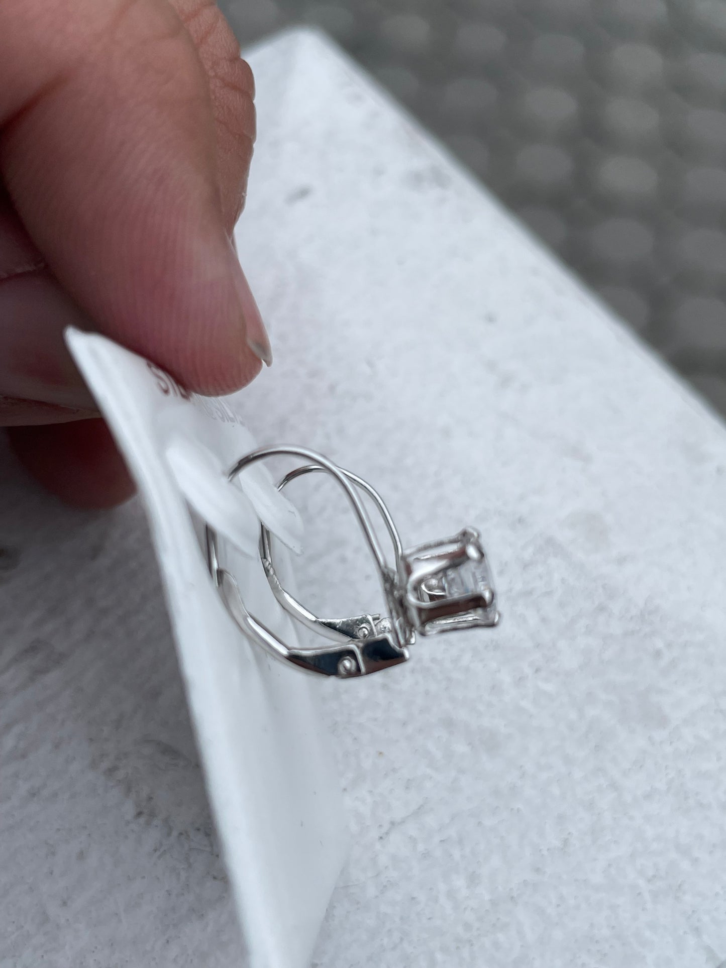 925 Sterling Silver Cz Leverback Earrings