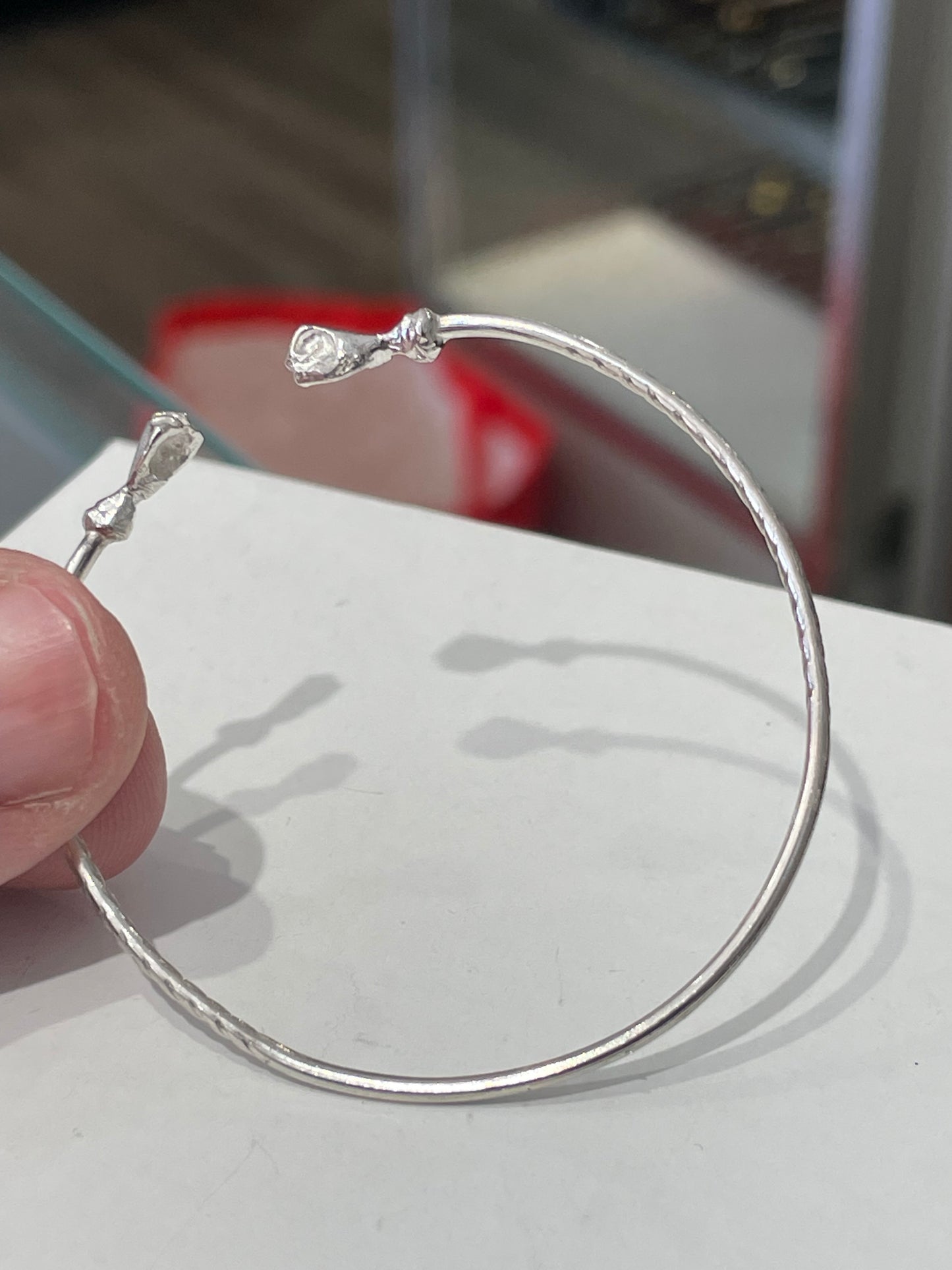 925 Sterling Silver Infant Size Hand Of God Bangle Bracelet 5.5”-6.25”