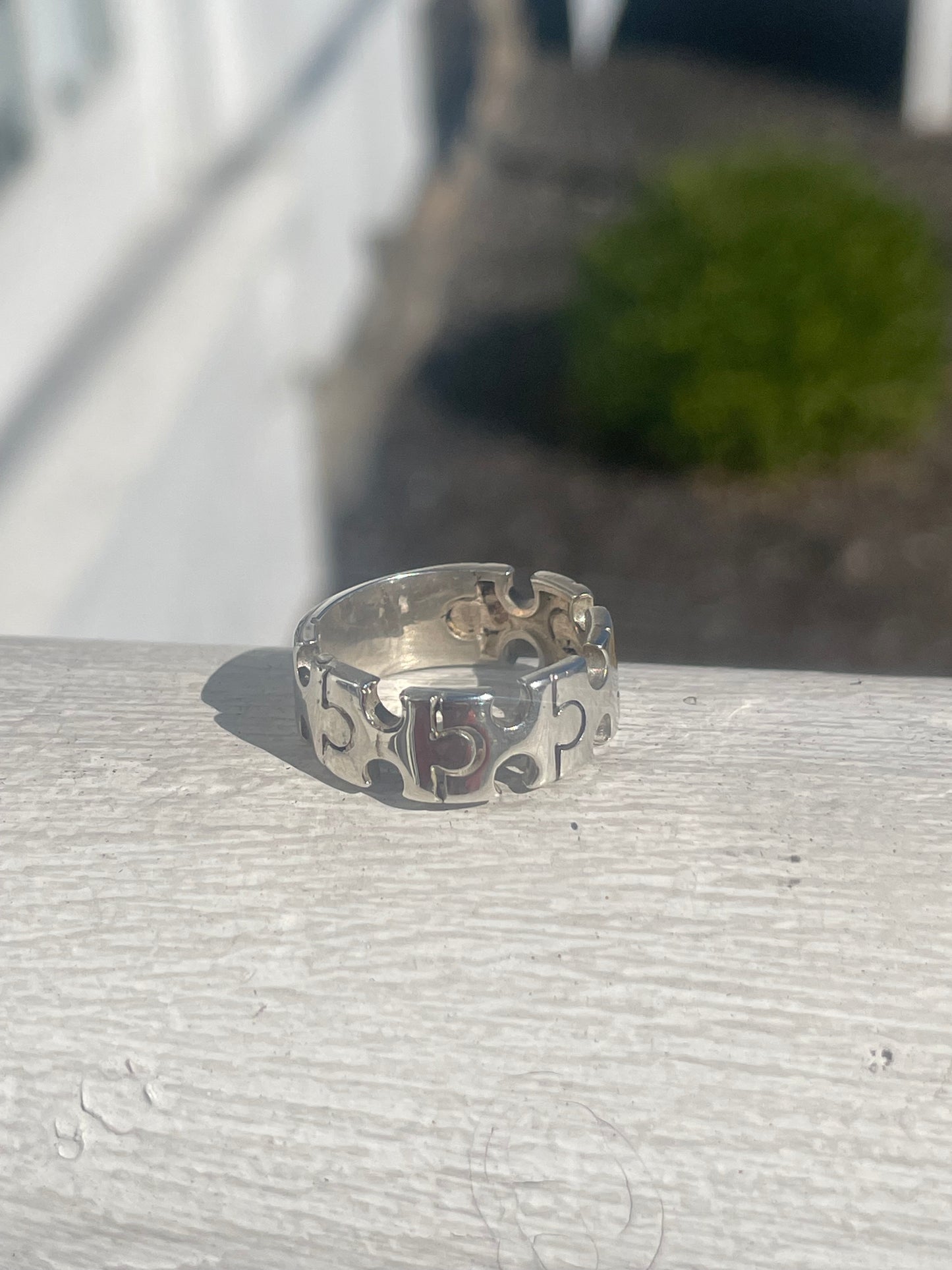 925 Sterling Silver Interlocking Puzzle Pieces Band Ring Size 6