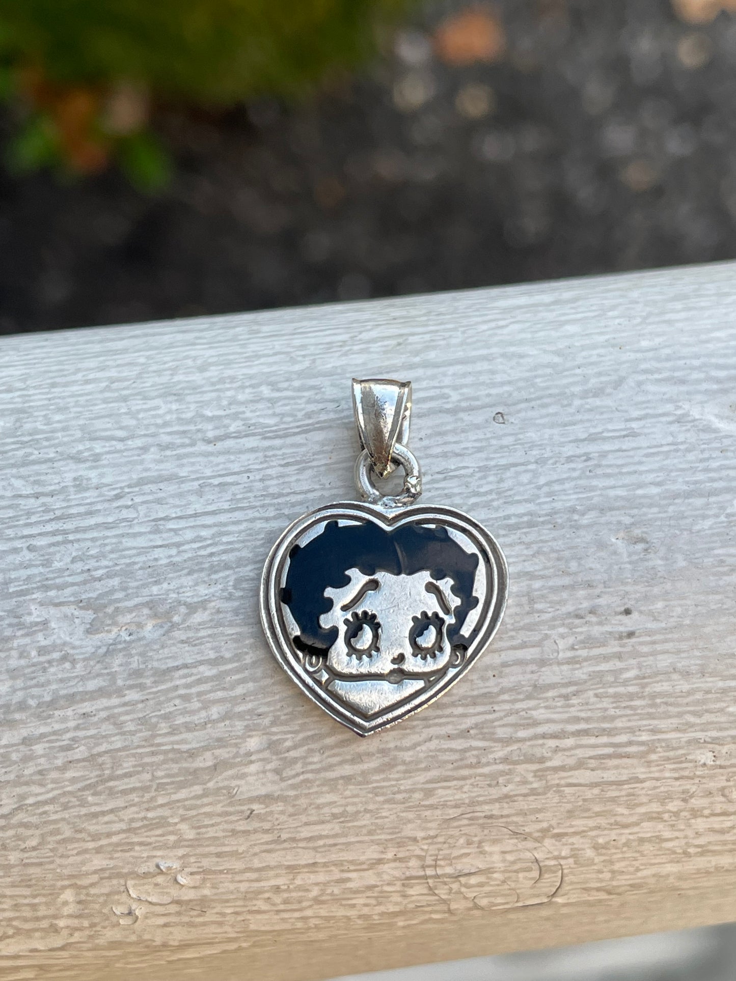 Betty Boop 925 Sterling Silver Heart Shape Pendant Charm