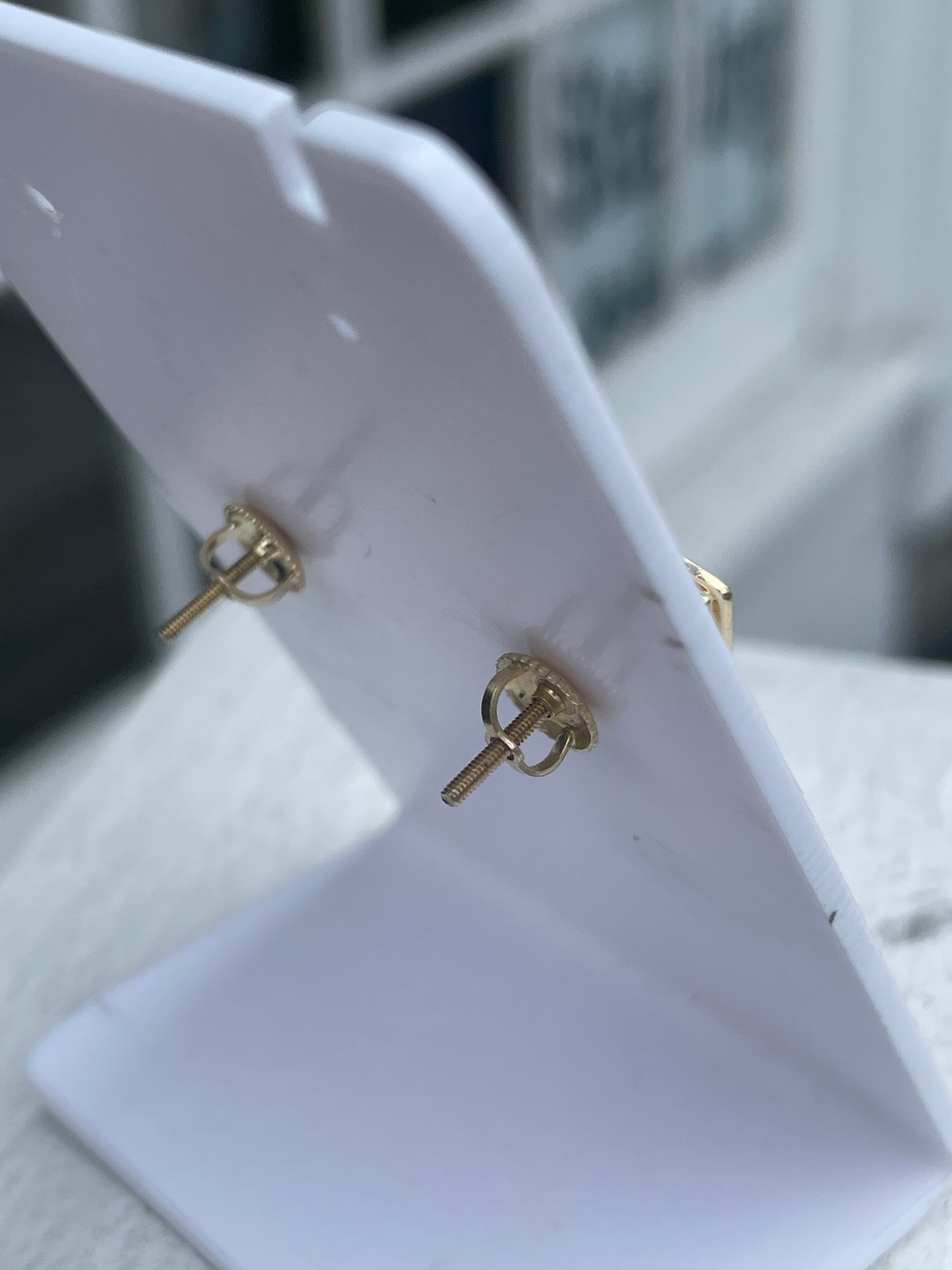 10k Gold Natural Diamond Square Shape Cross Stud Earrings