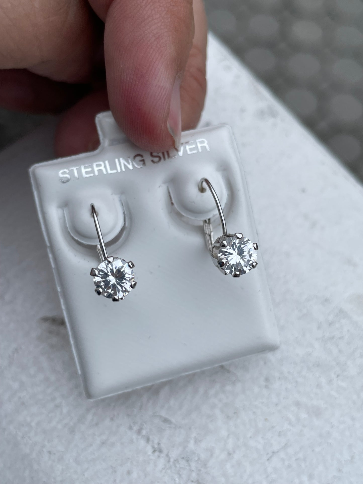 925 Sterling Silver Cz Leverback Earrings