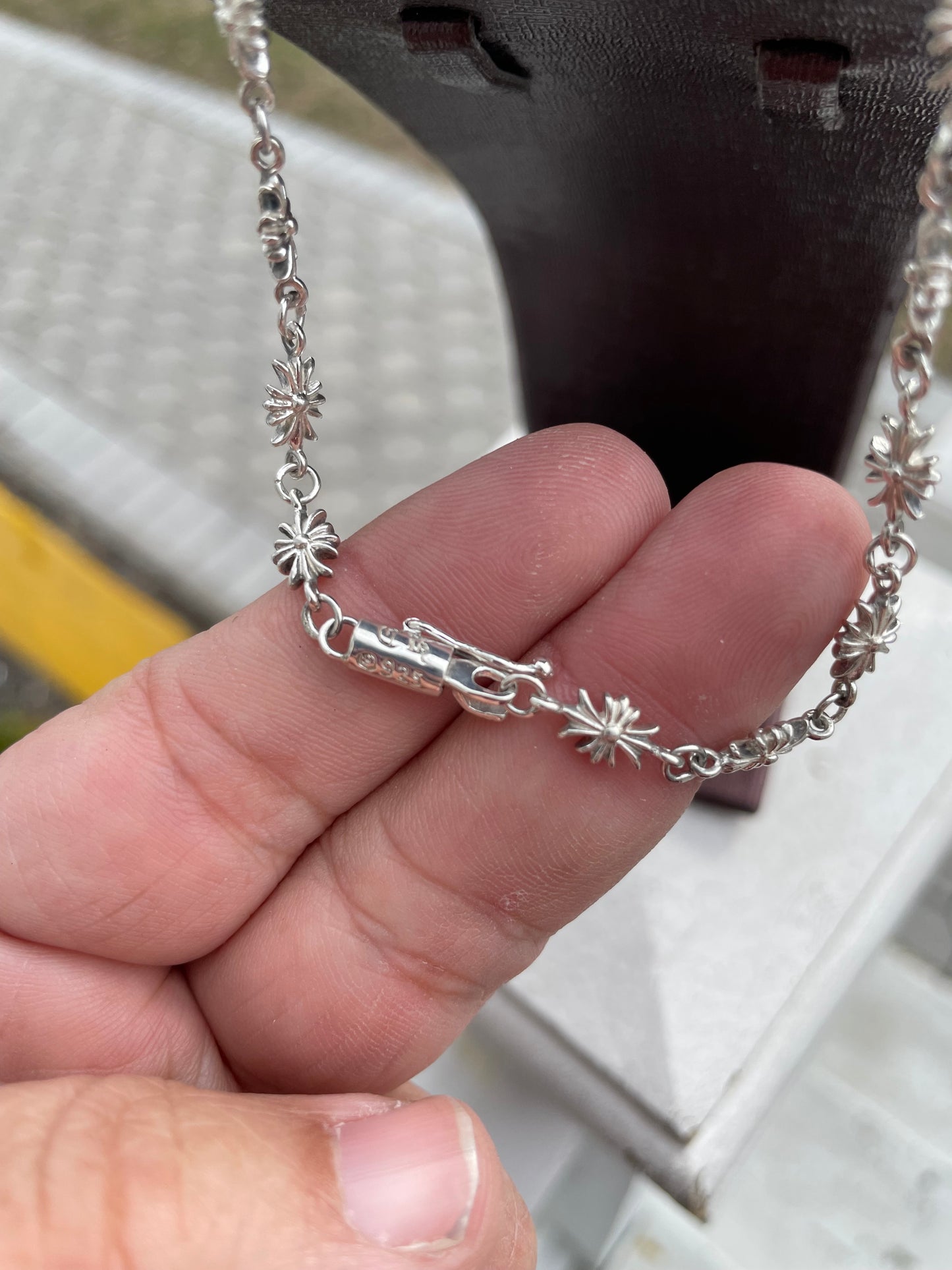 Chrome hearts designer 925 silver cross necklace 20”