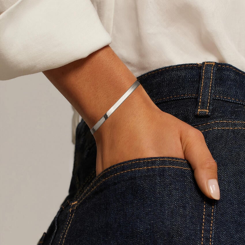 925 Sterling Silver 5mm Herringbone Bracelet 7.5”